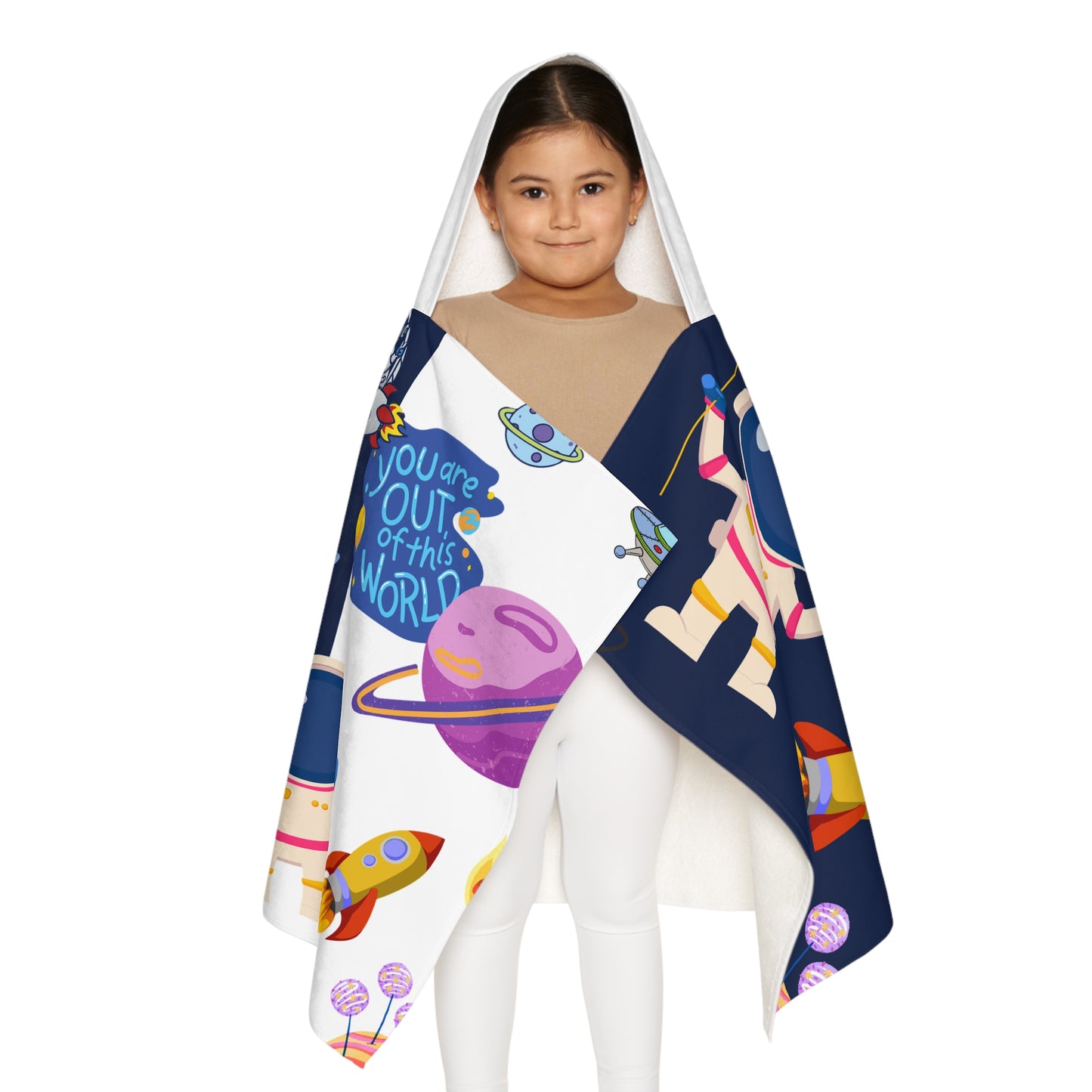 Kids' Space Hooded Towel — 'You Are Out of This World' Astronaut Design