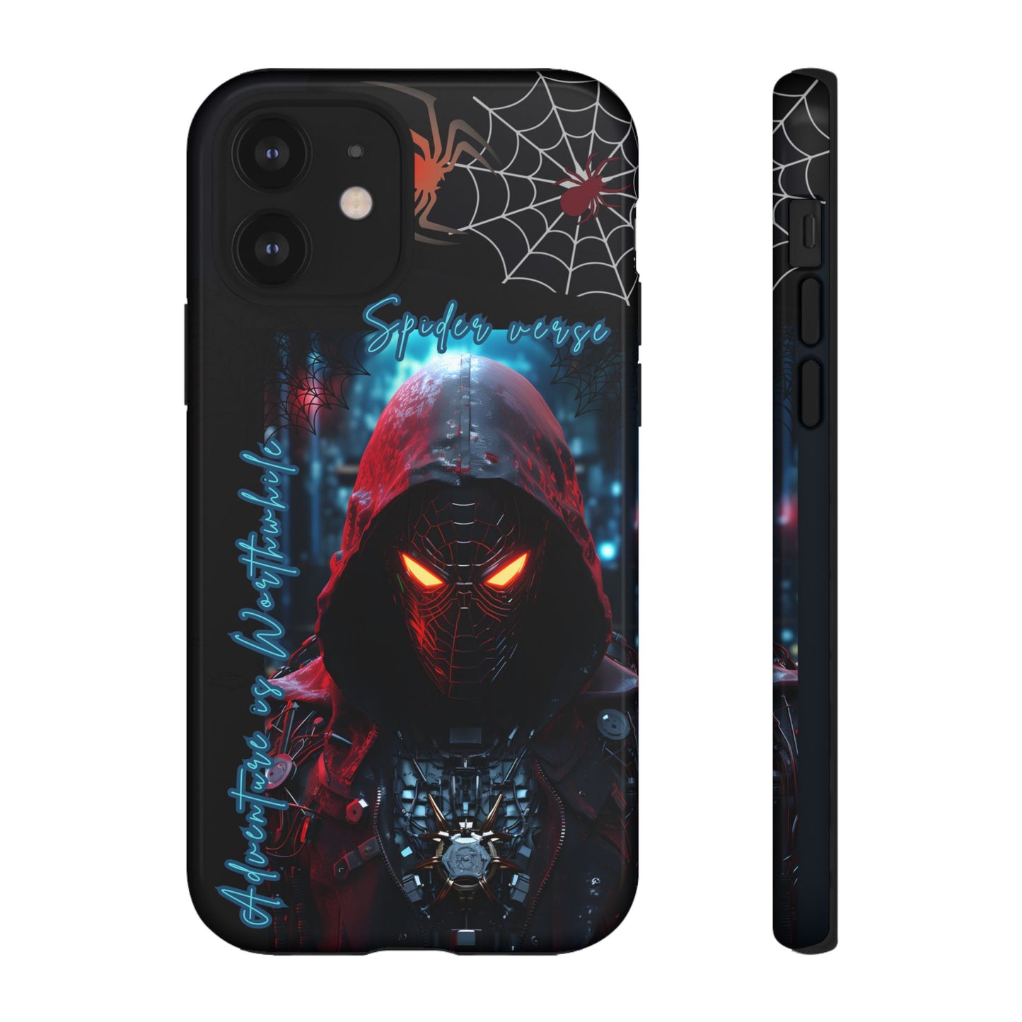 Spiderman Phone Case — Neon Hooded Skull Design "Spider verse"