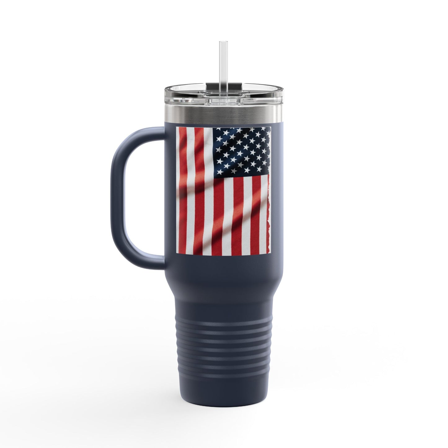 40oz Insulated Travel Mug — American Flag Patriotic Stainless Steel Tumbler