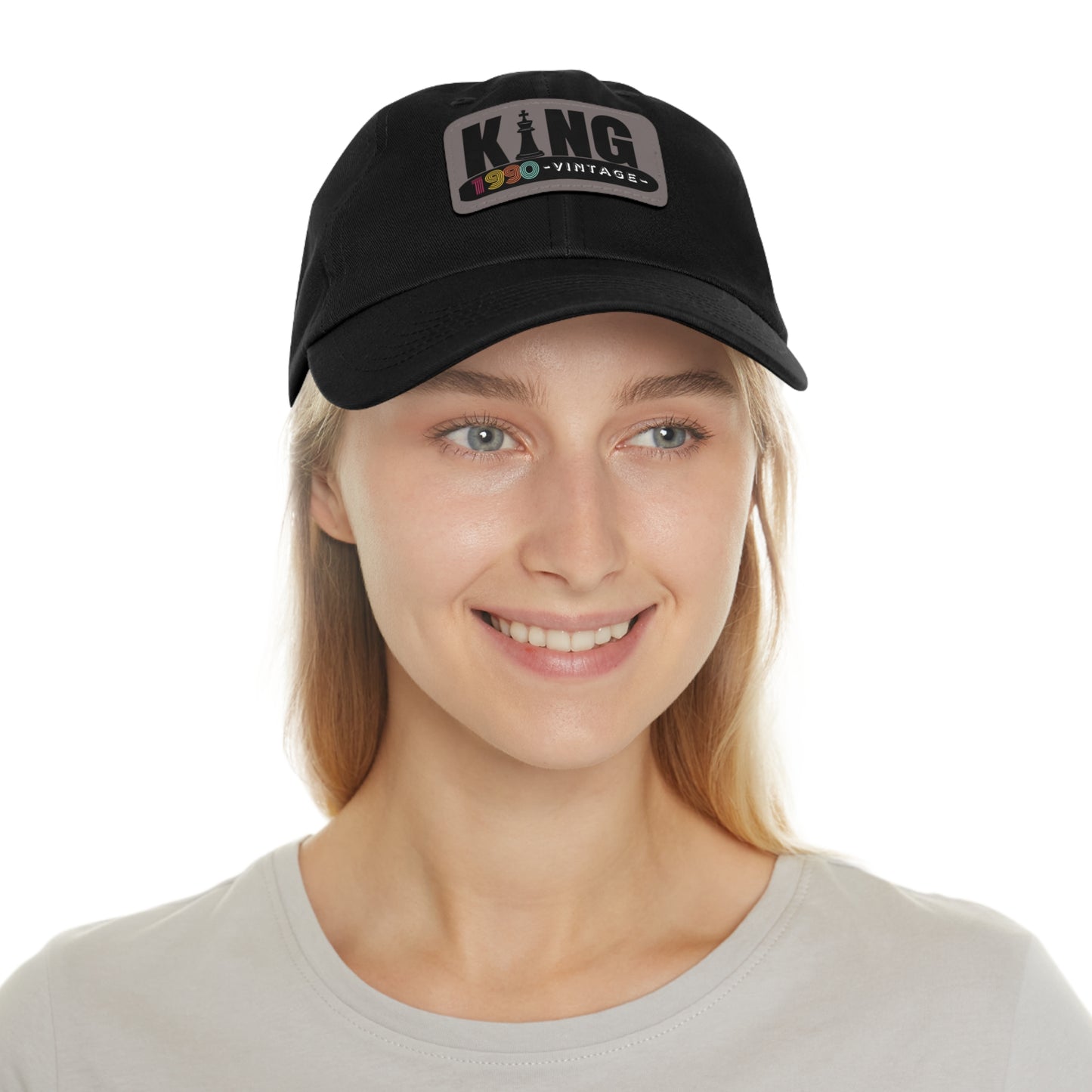 King 1990 Vintage Leather Patch Dad Hat