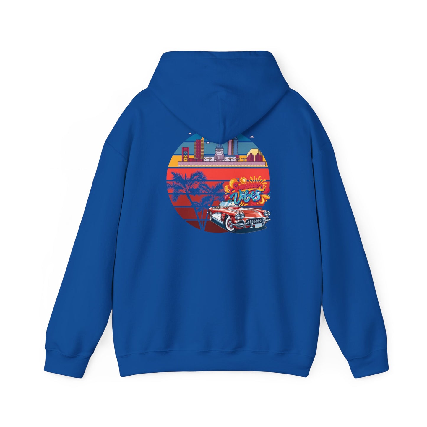 Los Angeles Retro Surf Hoodie — Vintage Sunset Car & Palm Tree Sweatshirt