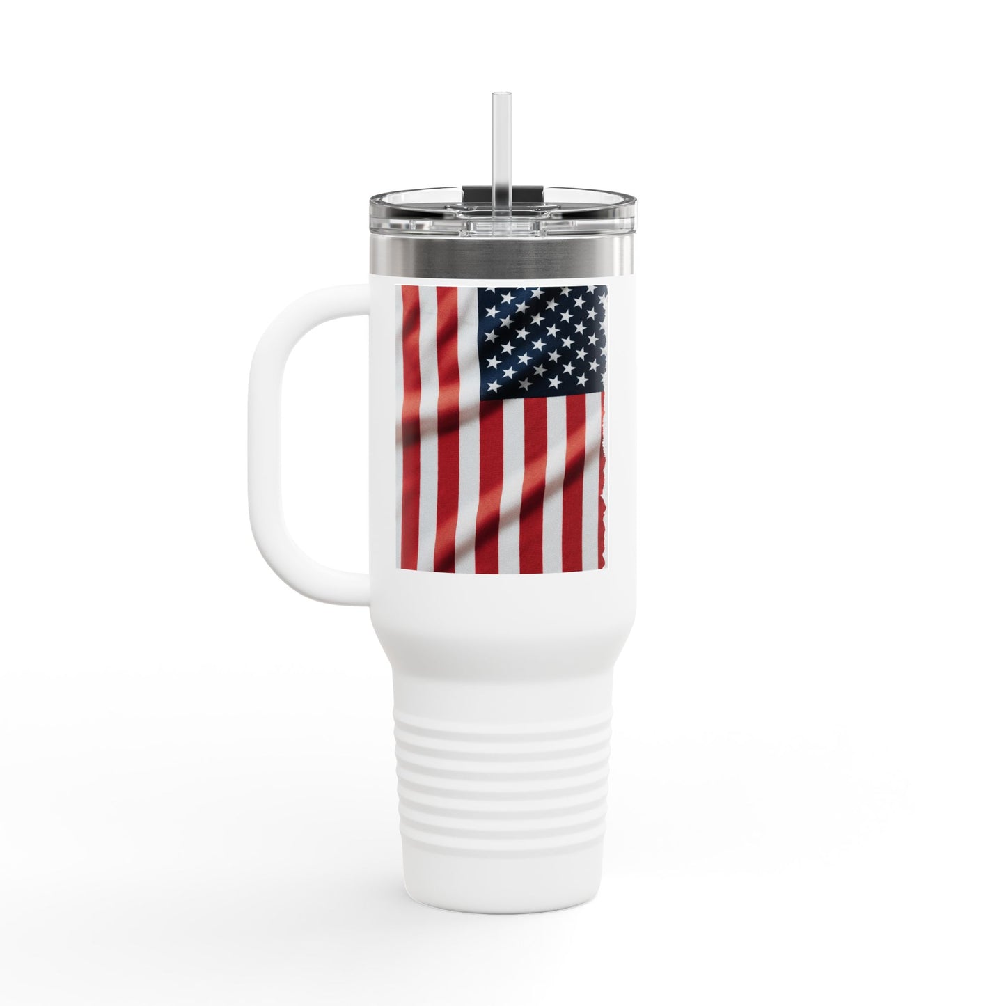 40oz Insulated Travel Mug — American Flag Patriotic Stainless Steel Tumbler