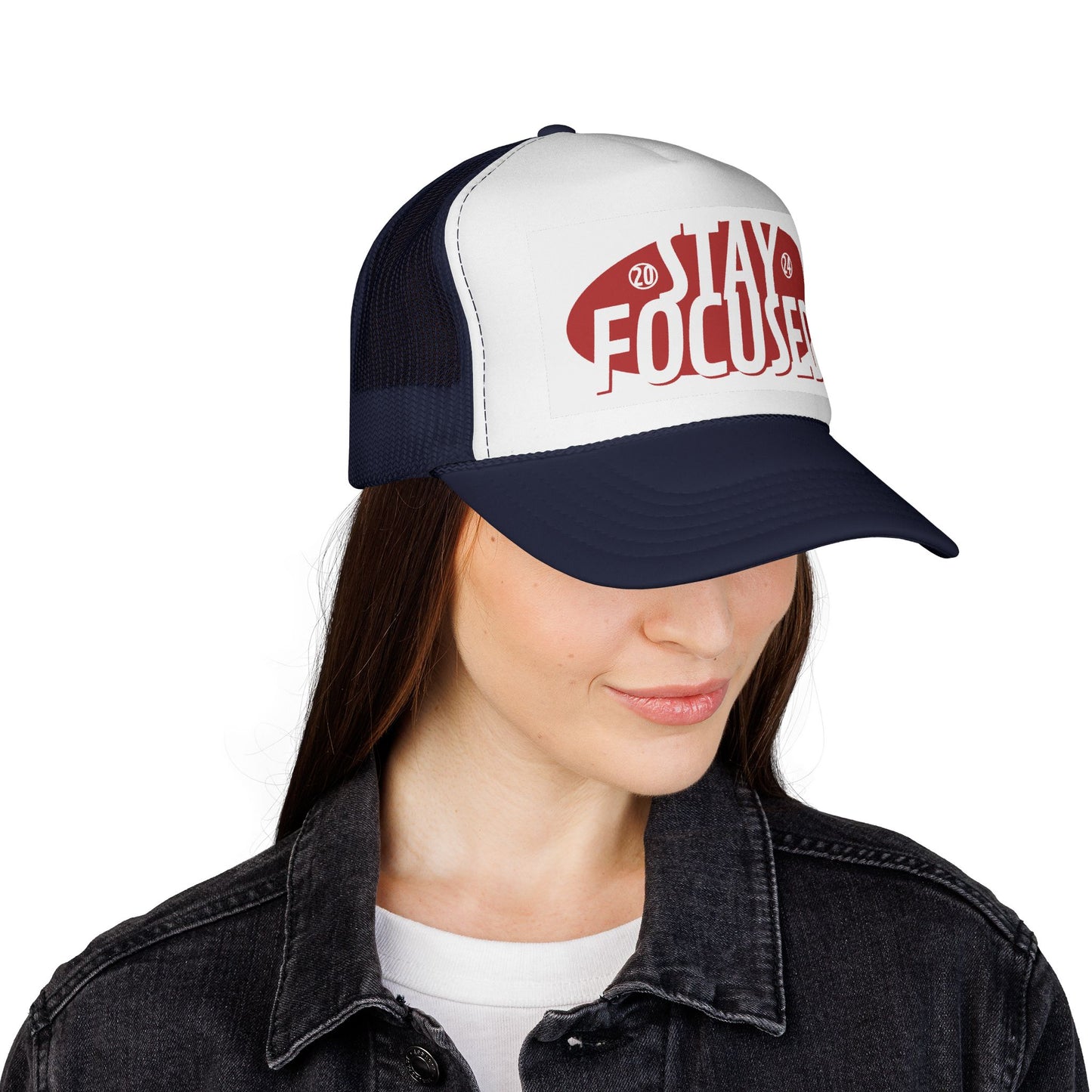 Stay Focused Trucker Cap — Motivational Mesh Hat for Productivity & Daily Wear