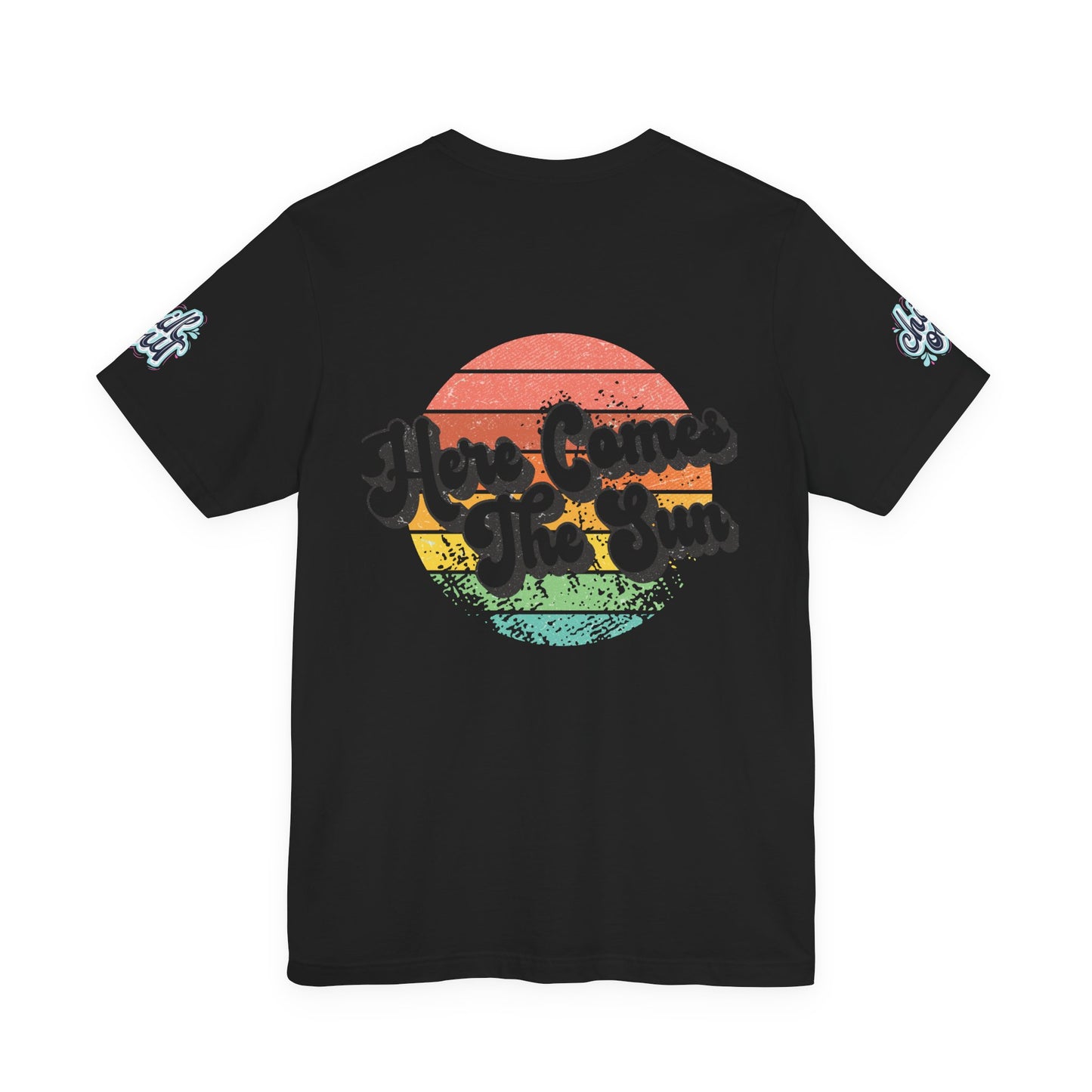 Summer Surf Tee – “Here Comes The Sun” Vintage Surfboard & Palm Graphic T-Shirt