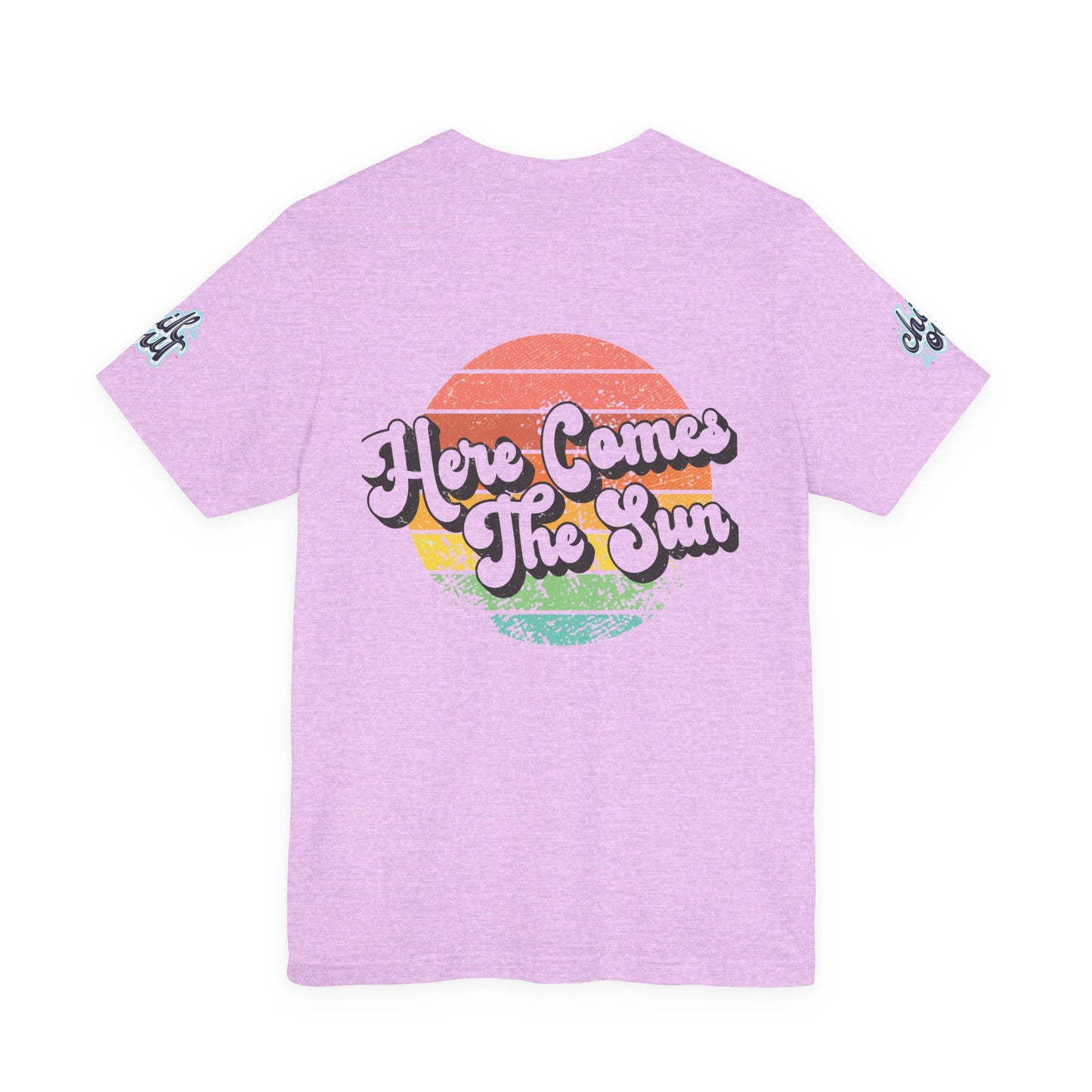 Summer Surf Tee – “Here Comes The Sun” Vintage Surfboard & Palm Graphic T-Shirt