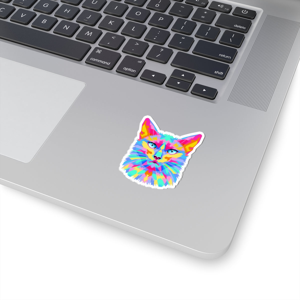 Colorful Pop Art Cat -Cut Sticker — Vibrant Feline Laptop Decal