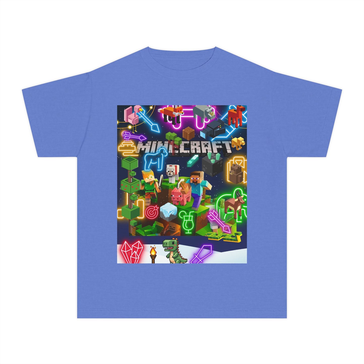Minecraft & Roblox Neon Kids Tee — Youth Gaming Graphic Shirt