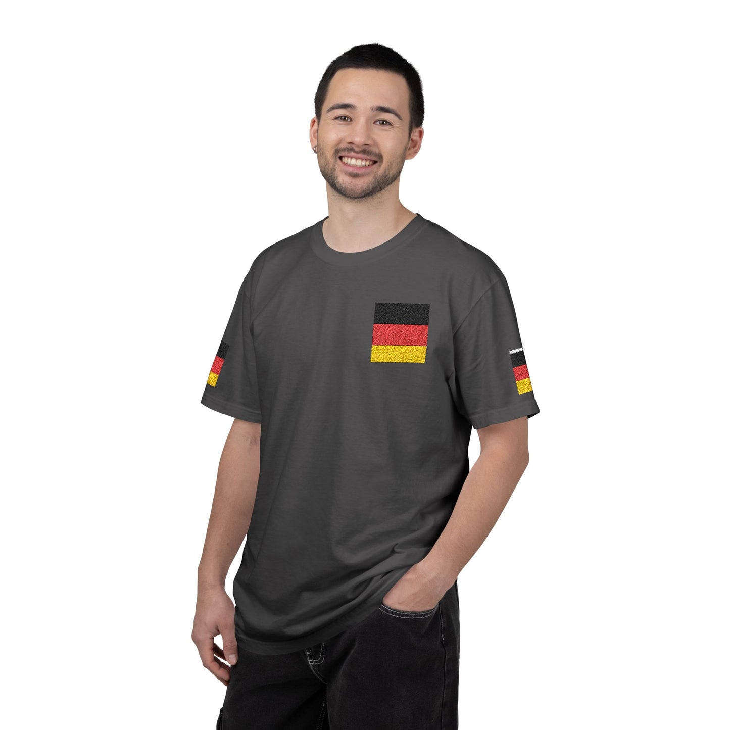 Germany Flag Pocket T-Shirt — German Pride Tee with Sleeve Flags