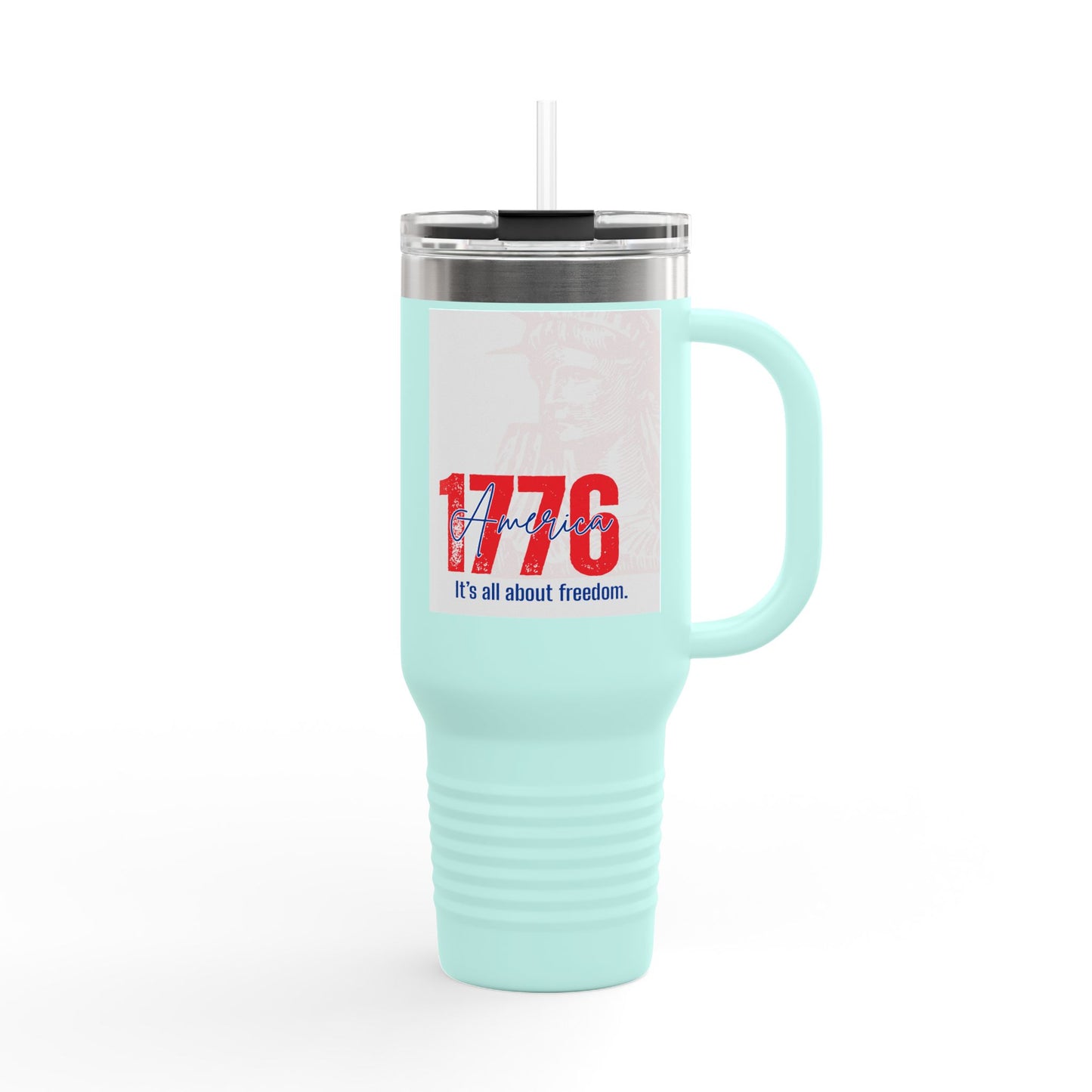 40oz Insulated Travel Mug — American Flag Patriotic Stainless Steel Tumbler