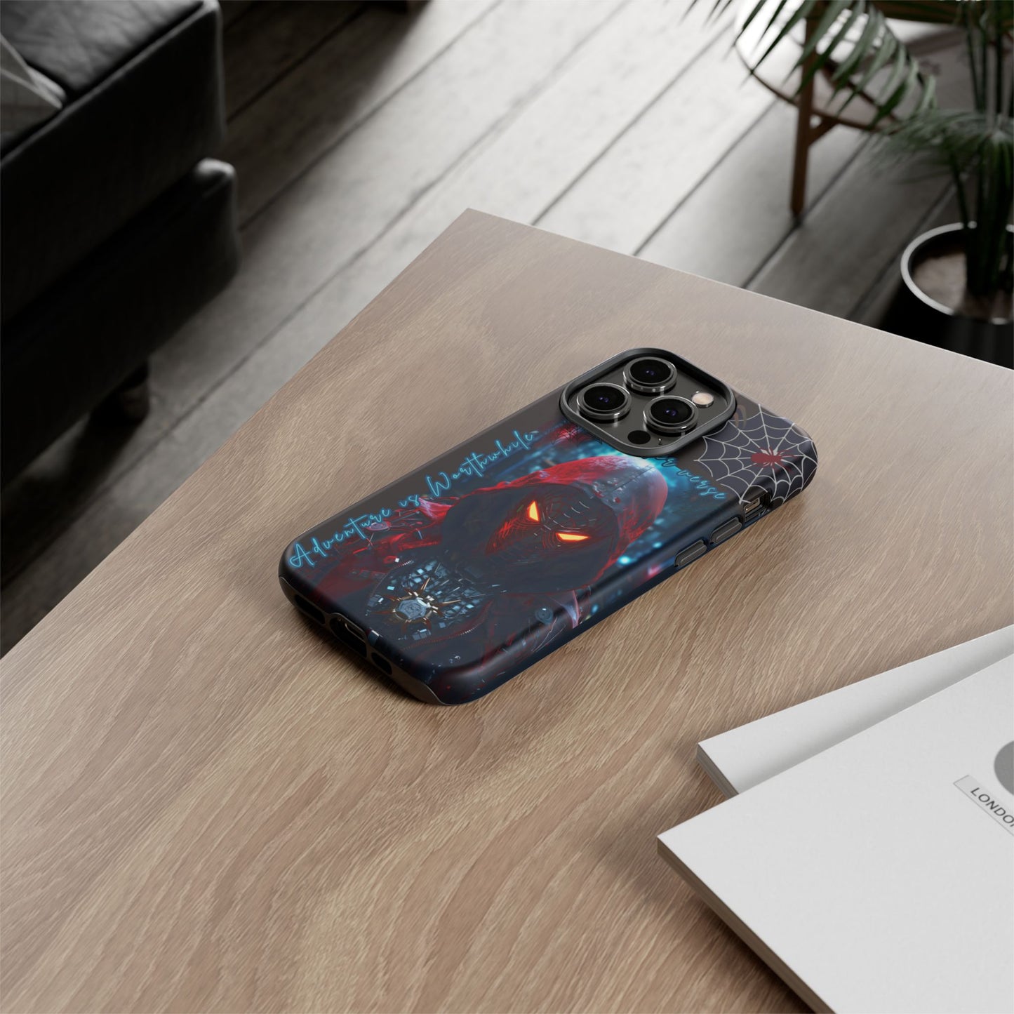 Spiderman Phone Case — Neon Hooded Skull Design "Spider verse"
