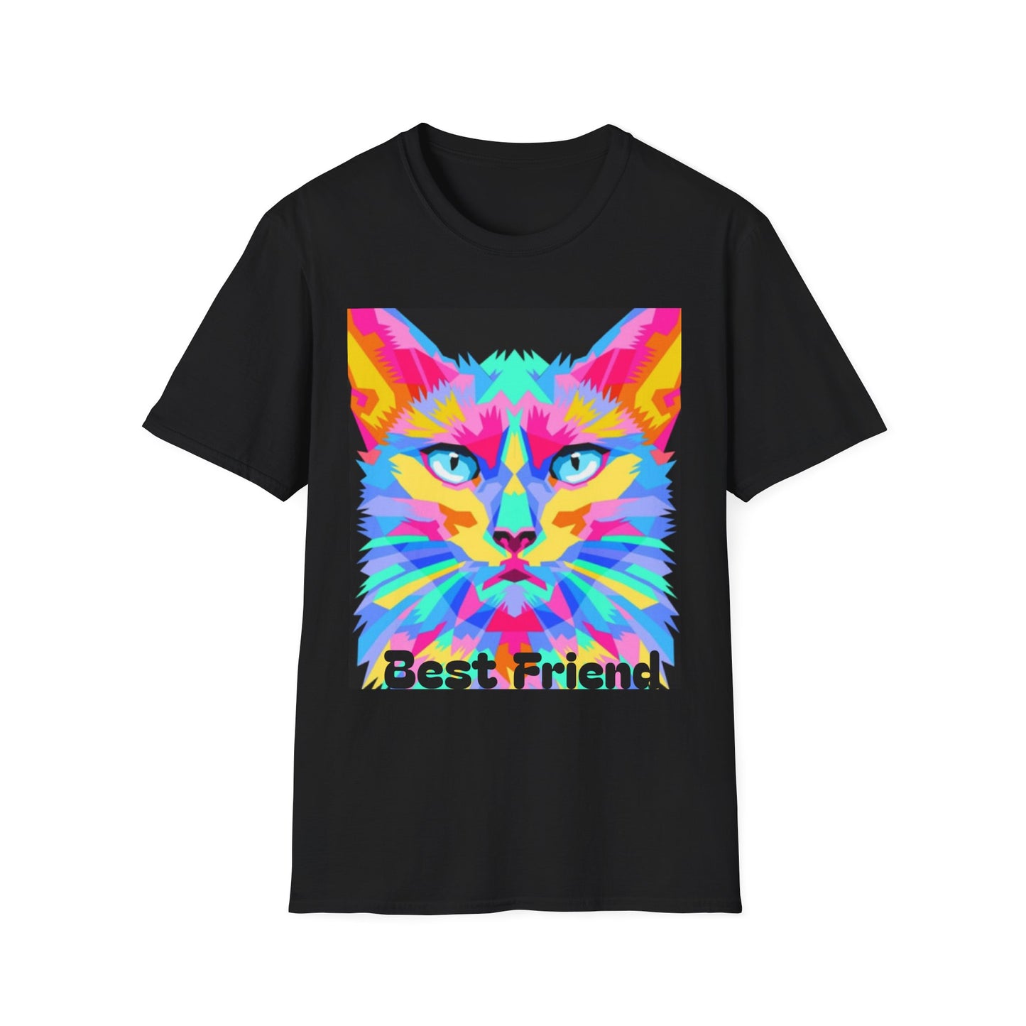 Colorful Pop Art Cat T-Shirt — "Best Friend" Graphic Tee