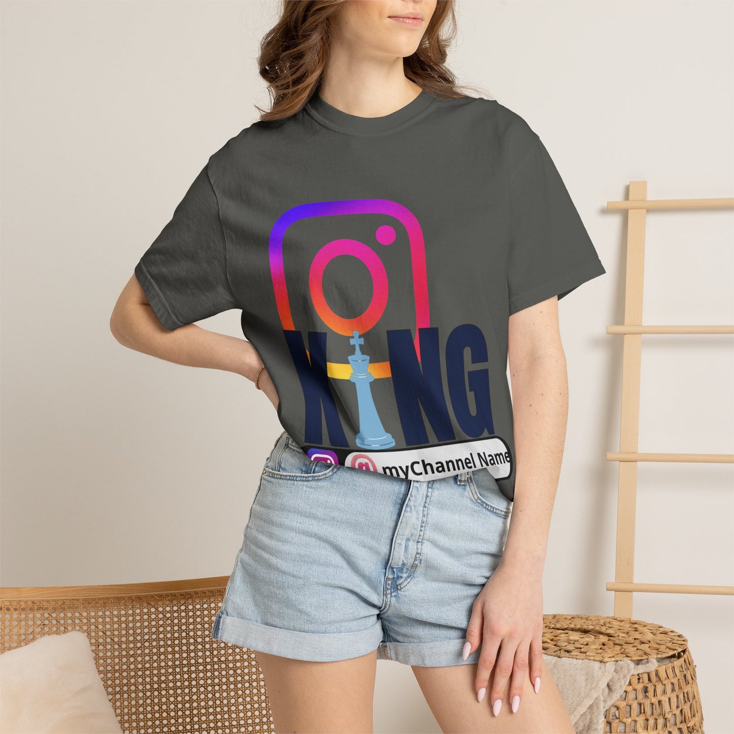 Instagram King T-Shirt — Custom @myChannel Name Social Media Tee