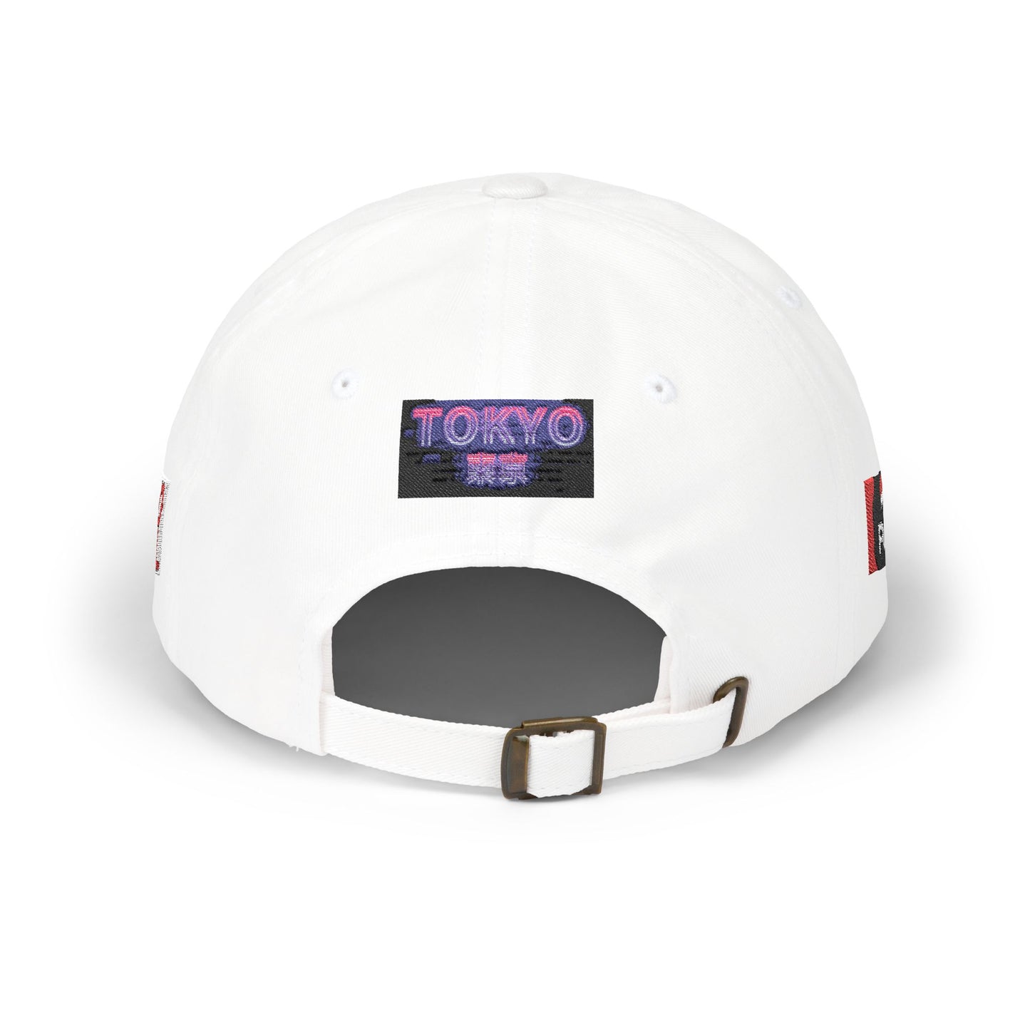 Tokyo Retro Patch Dad Cap – White Embroidered Travel Baseball Hat