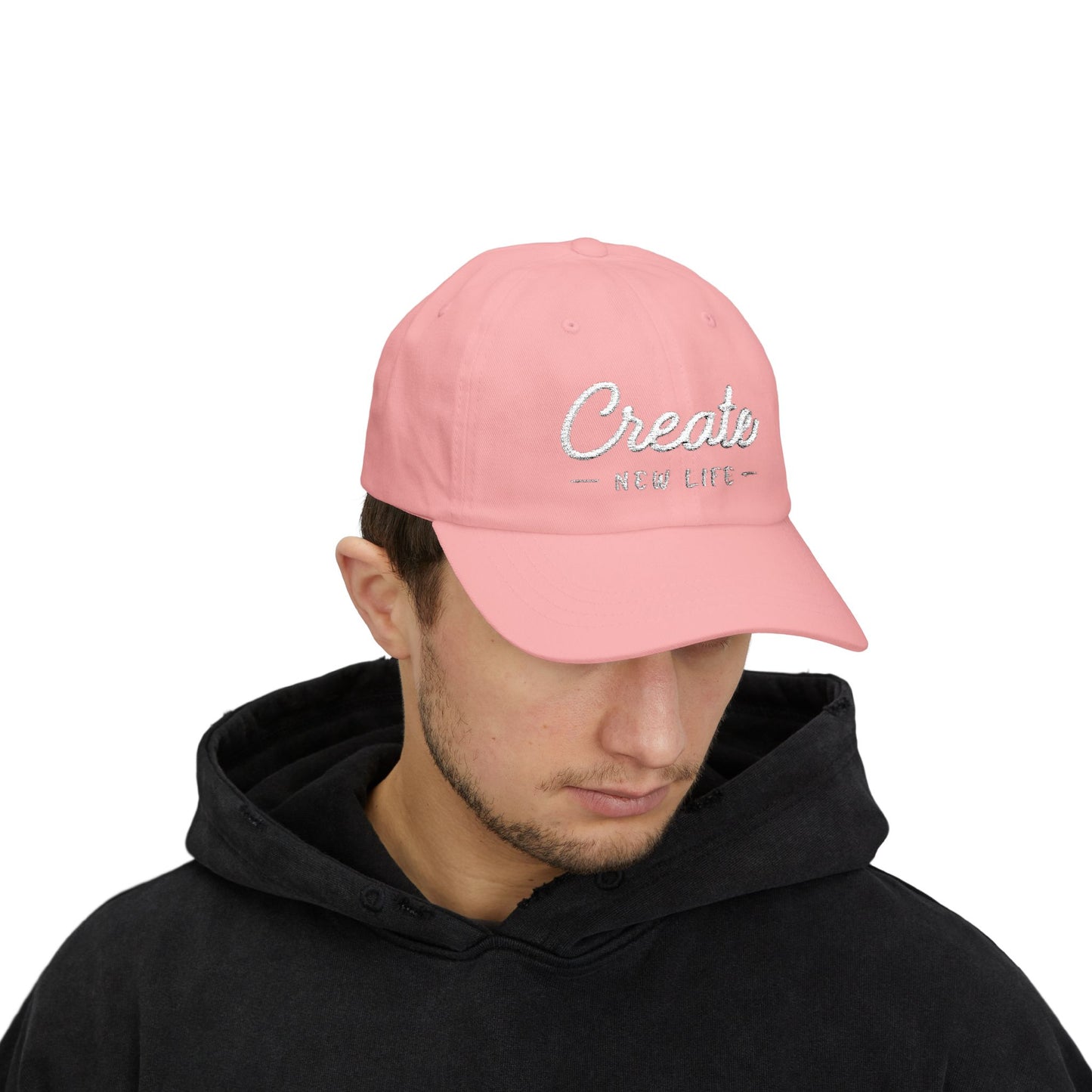 Create New Life — Embroidered White Baseball Cap for Regular Use