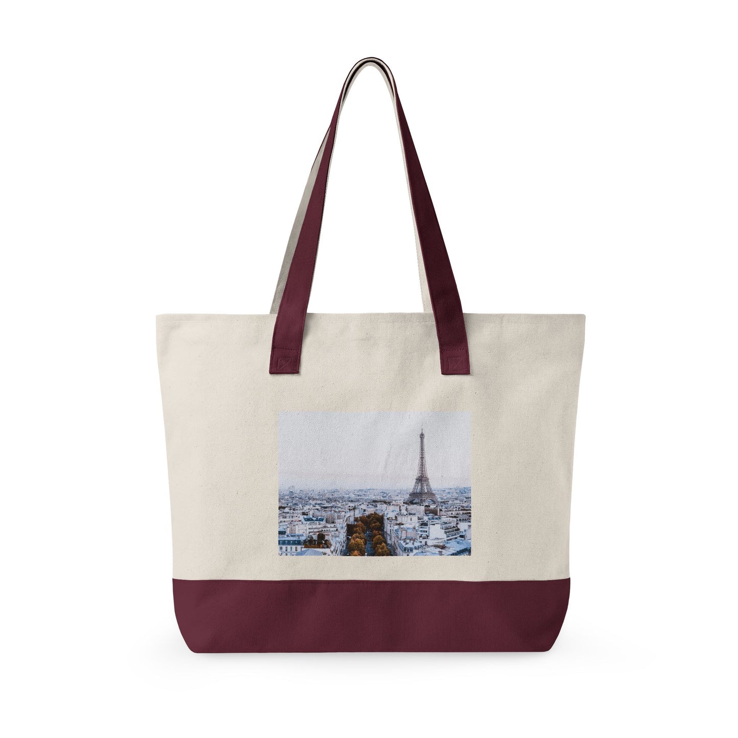Canvas Tote Bag — Scenic Floral Meadow & River Photo Print Zippered Tote