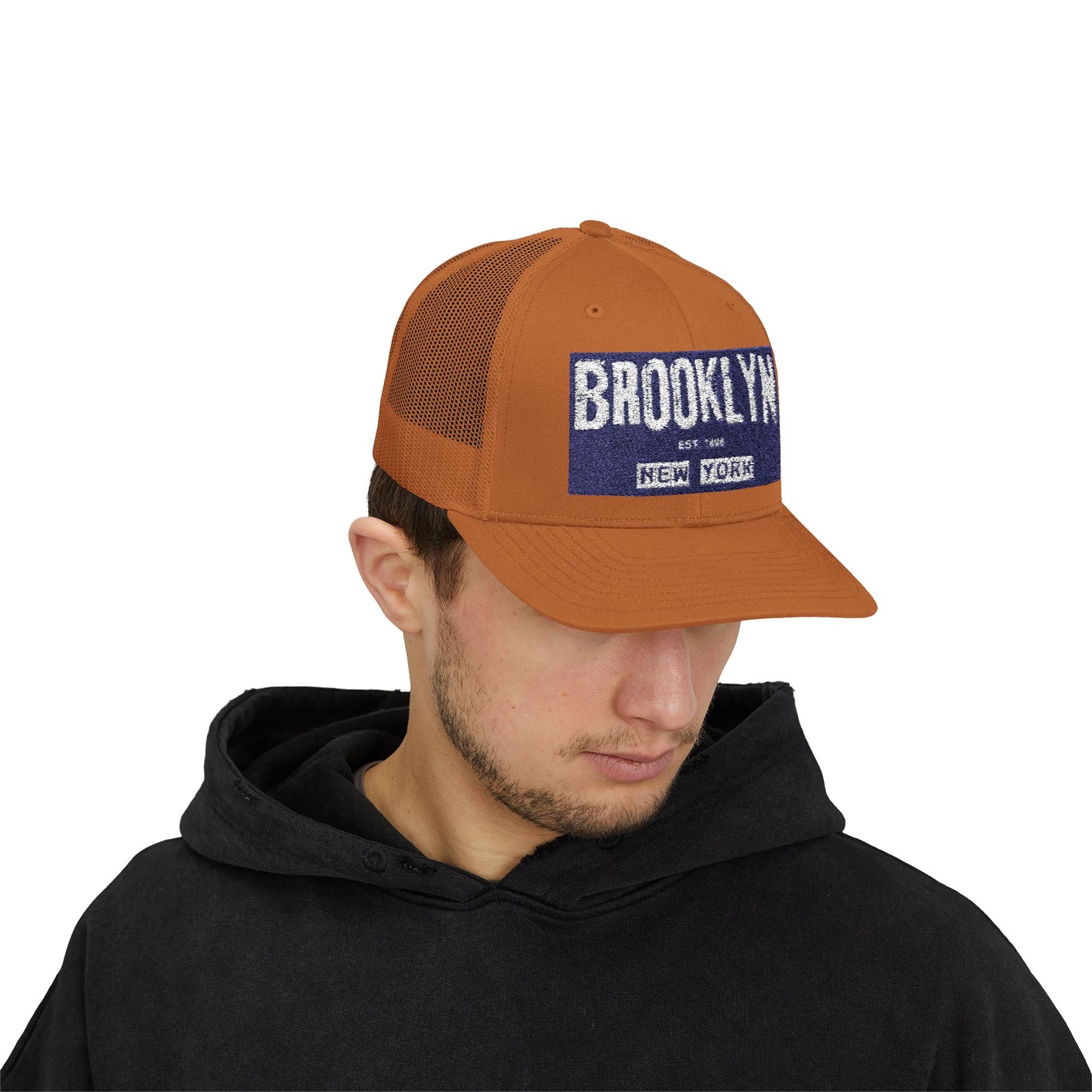 Brooklyn Trucker Cap – Vintage Sequin Patch Snapback