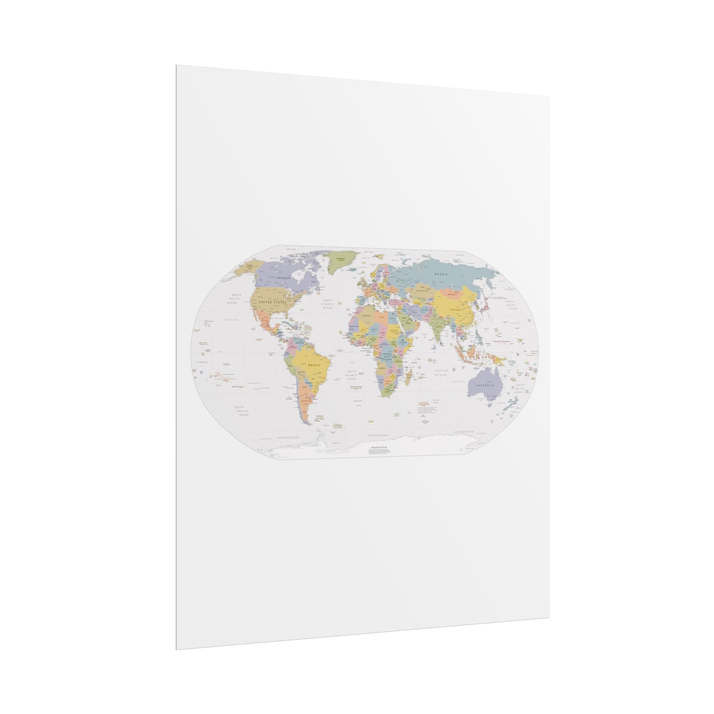 World Map Poster — Rolled Educational Map Print for Home, Office & Classroom