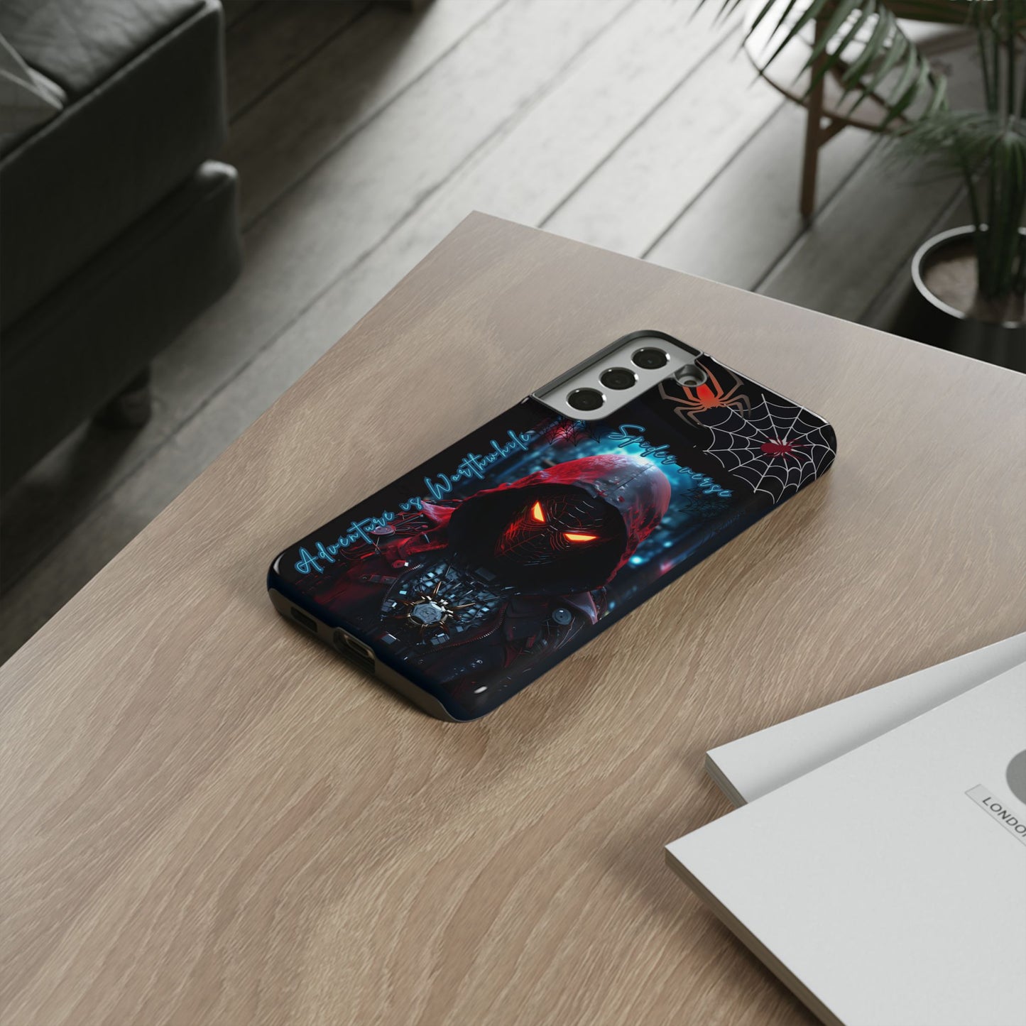 Spiderman Phone Case — Neon Hooded Skull Design "Spider verse"