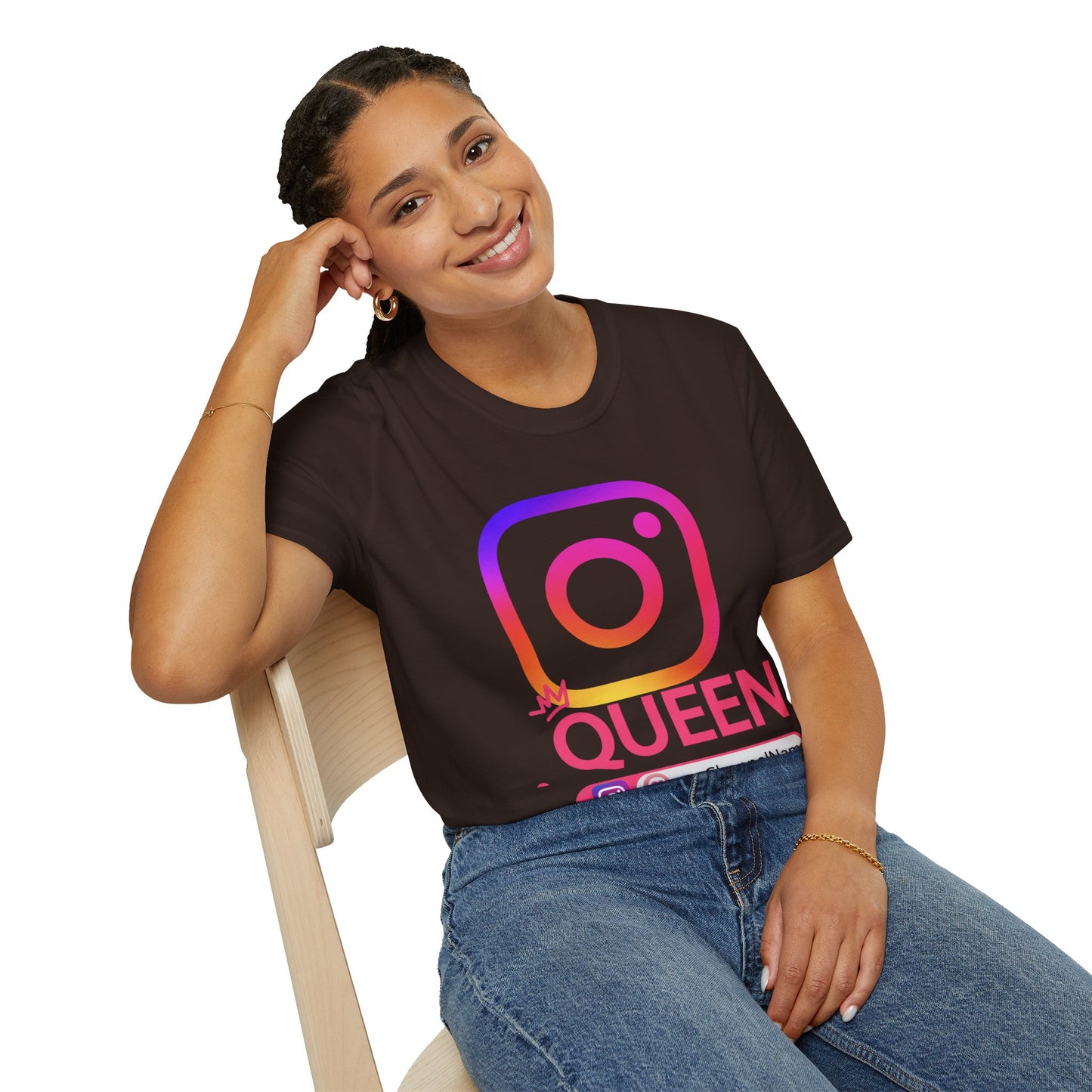 Instagram Queen T-Shirt — "Queen" Social Media Tee with Custom @handle