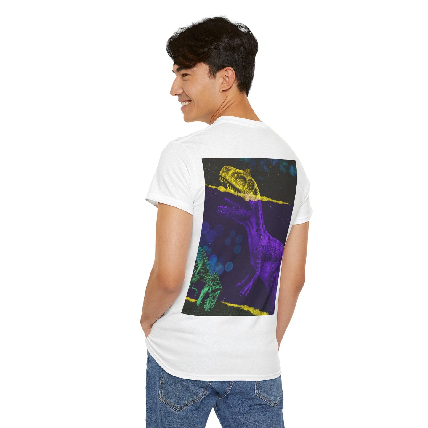 Dinosaur Graphic Tee — Retro Neon T-Rex & Skeleton Shirt