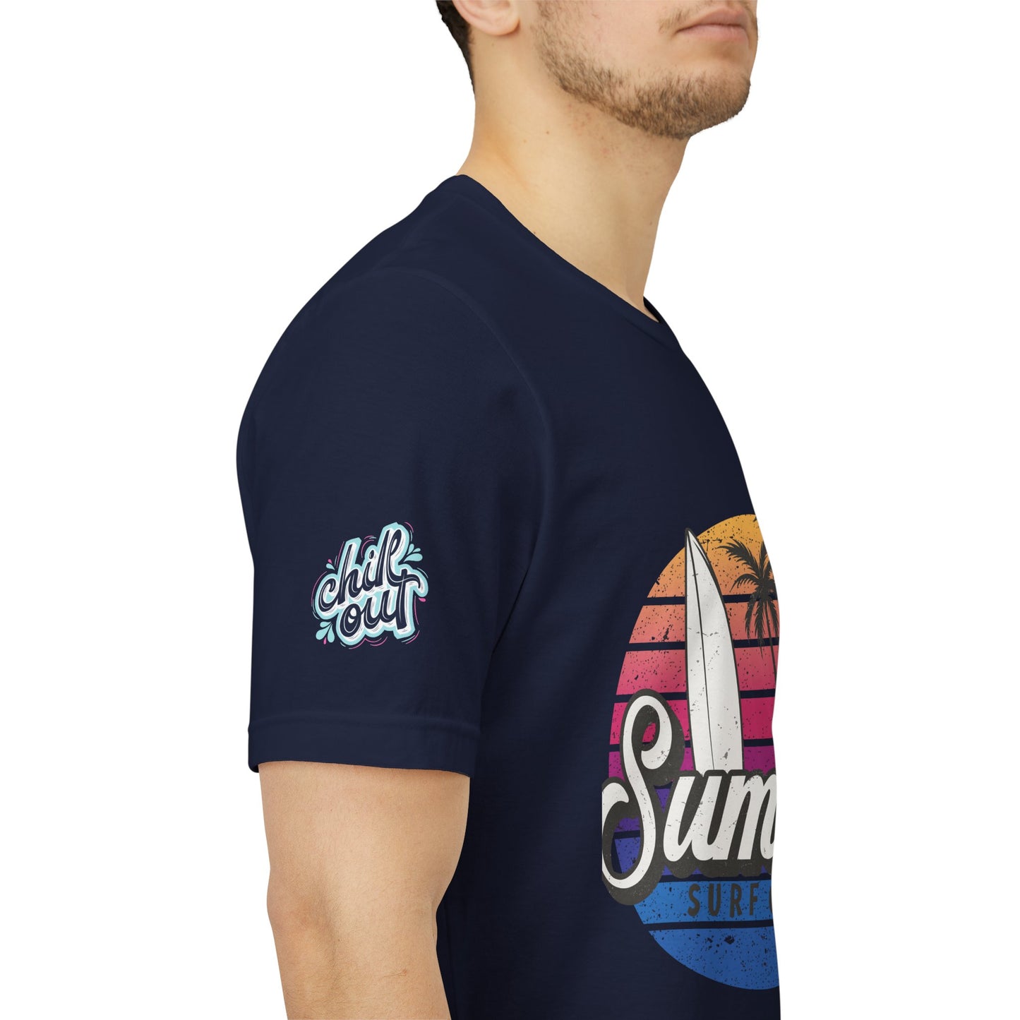 Summer Surf Tee – “Here Comes The Sun” Vintage Surfboard & Palm Graphic T-Shirt