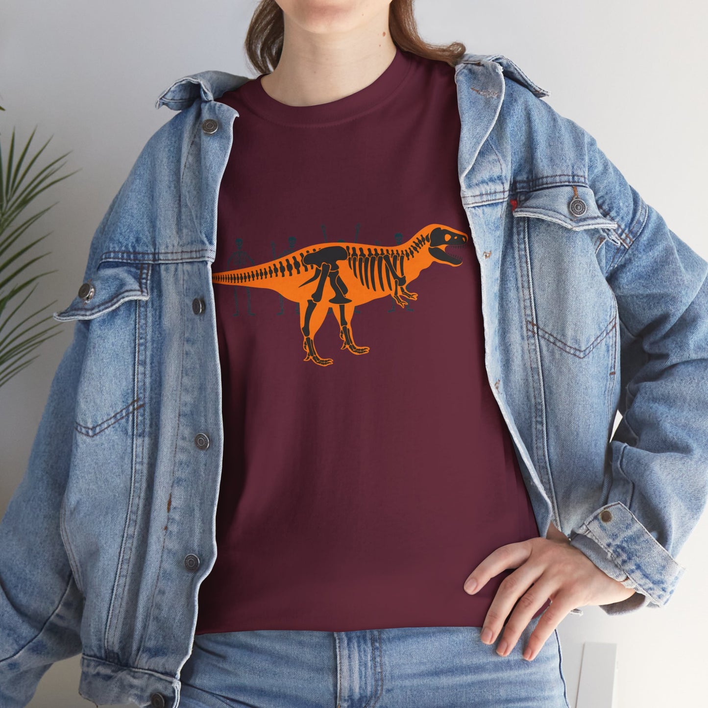 Dinosaur Graphic Tee — Retro Neon T-Rex & Skeleton Shirt