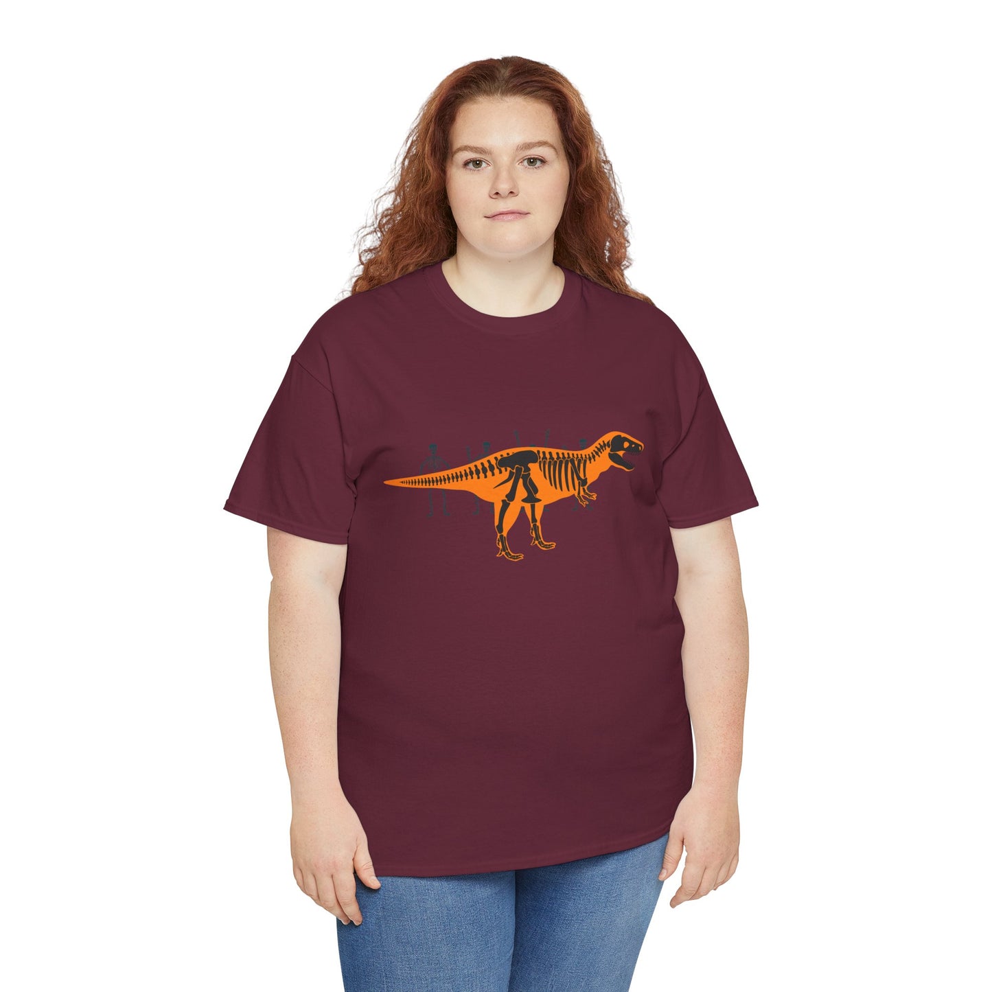 Dinosaur Graphic Tee — Retro Neon T-Rex & Skeleton Shirt