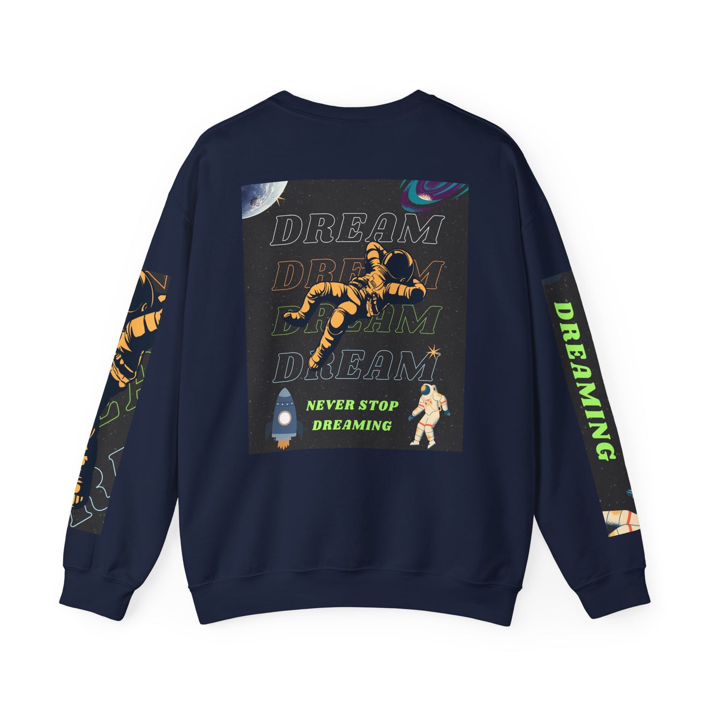 Space Crewneck Sweatshirt — “Seeking a New Planet for Life” Astronaut Graphic