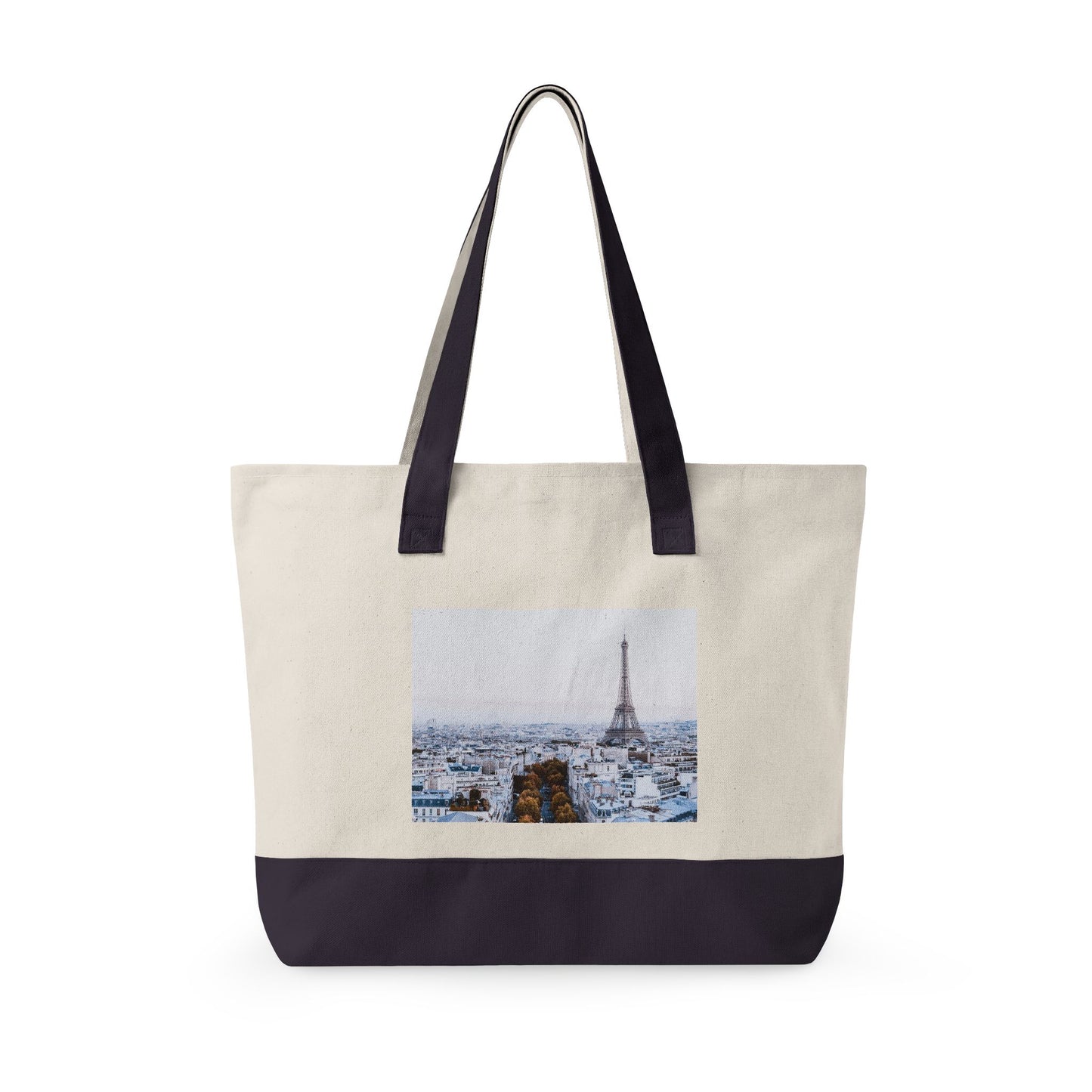 Canvas Tote Bag — Scenic Floral Meadow & River Photo Print Zippered Tote