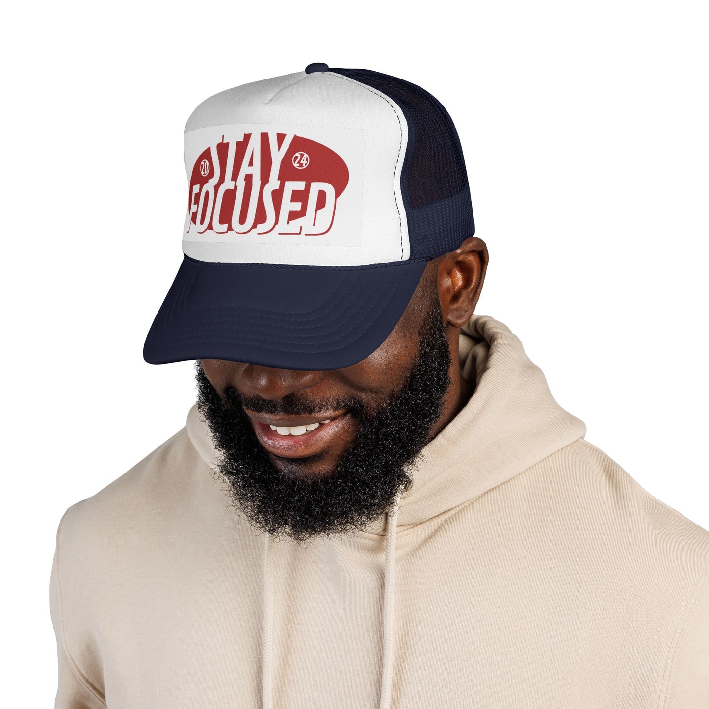 Stay Focused Trucker Cap — Motivational Mesh Hat for Productivity & Daily Wear