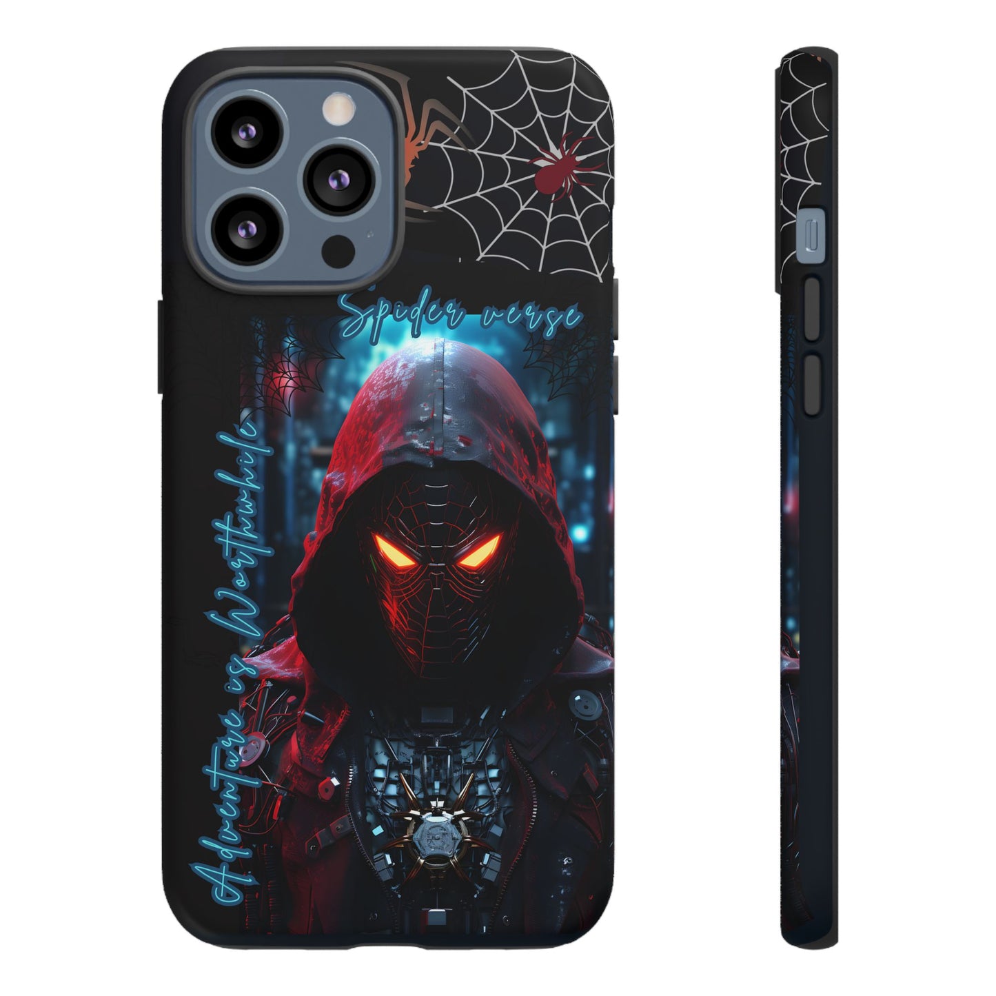 Spiderman Phone Case — Neon Hooded Skull Design "Spider verse"