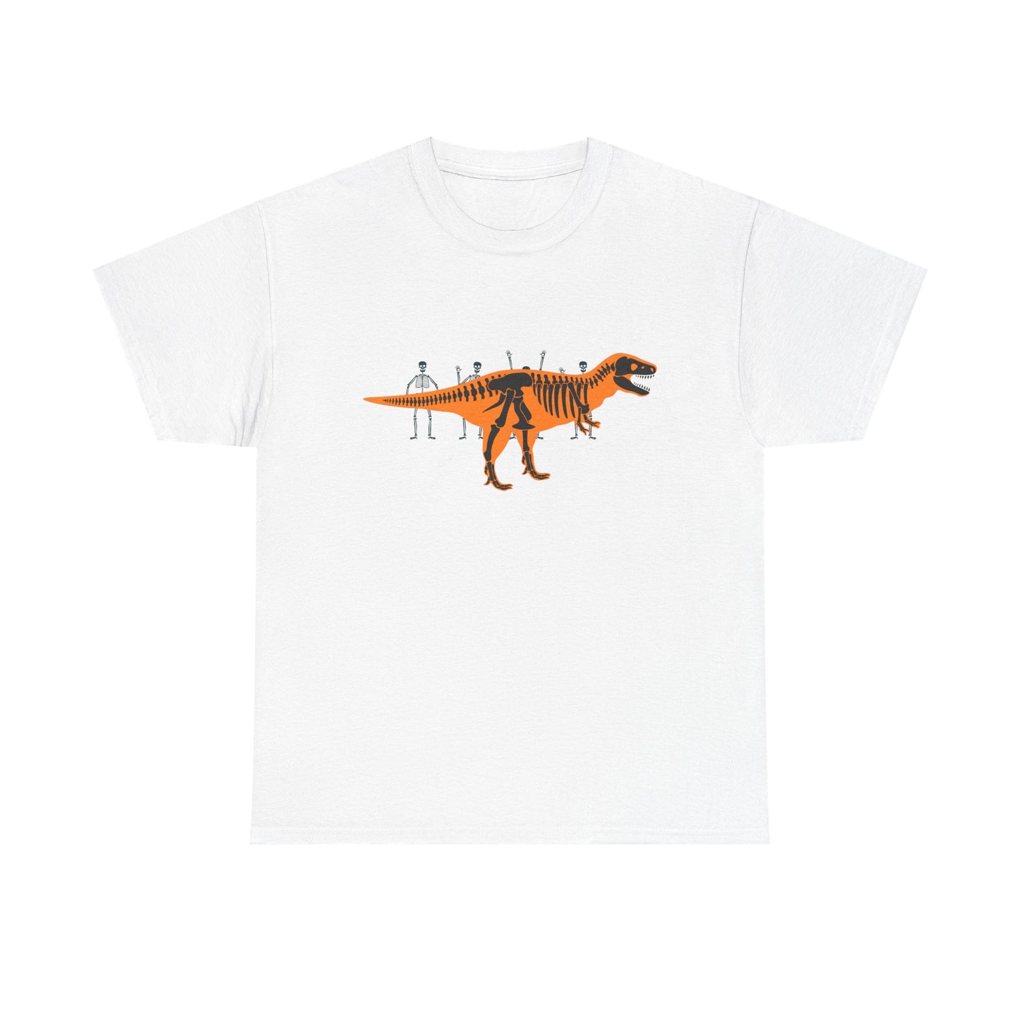 Dinosaur Graphic Tee — Retro Neon T-Rex & Skeleton Shirt