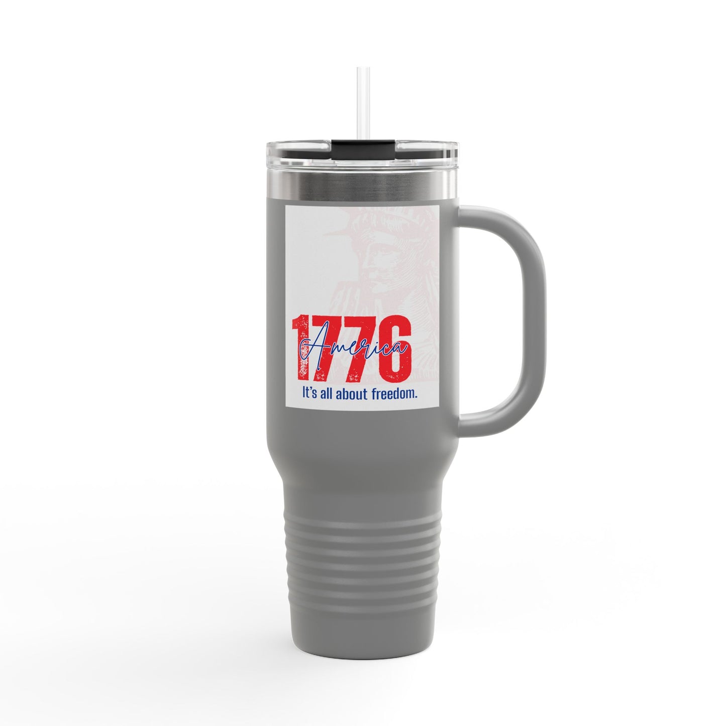 40oz Insulated Travel Mug — American Flag Patriotic Stainless Steel Tumbler