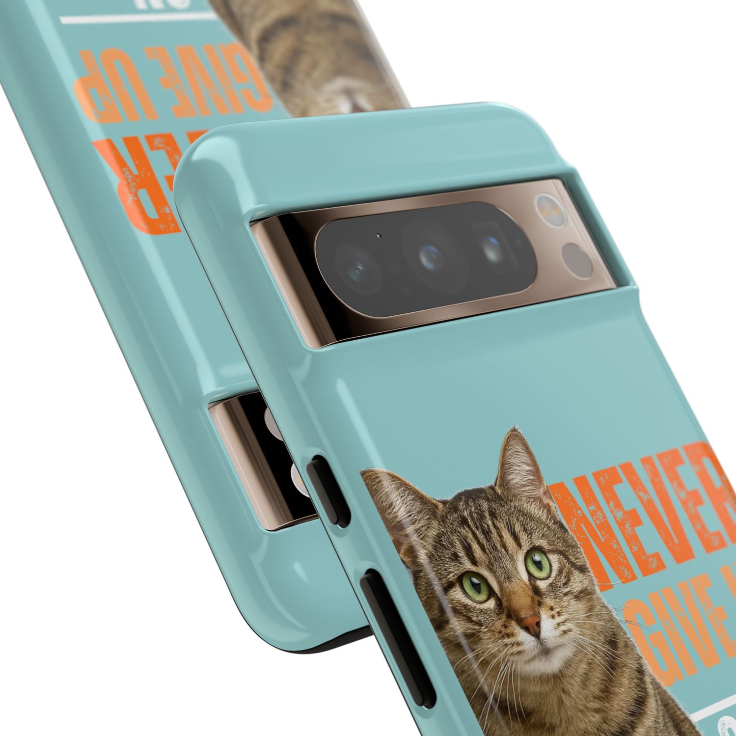 Cat Phone Case — "Never Give Up On Me" Inspirational Protective Case