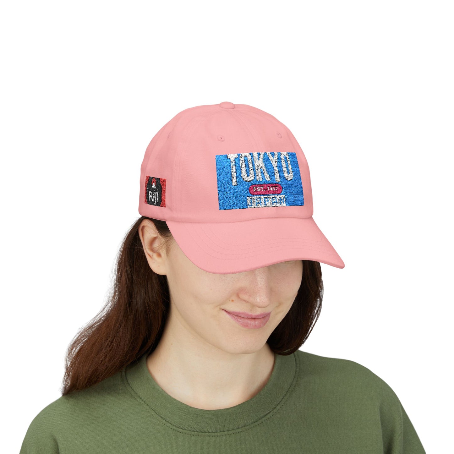 Tokyo Retro Patch Dad Cap – White Embroidered Travel Baseball Hat
