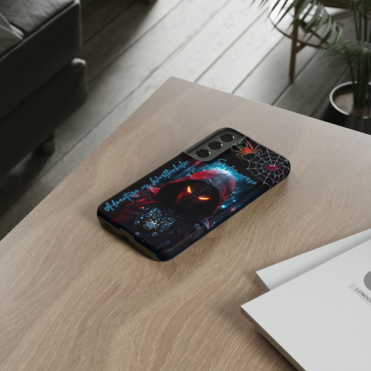 Spiderman Phone Case — Neon Hooded Skull Design "Spider verse"