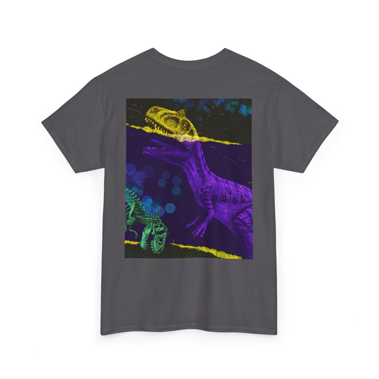 Dinosaur Graphic Tee — Retro Neon T-Rex & Skeleton Shirt