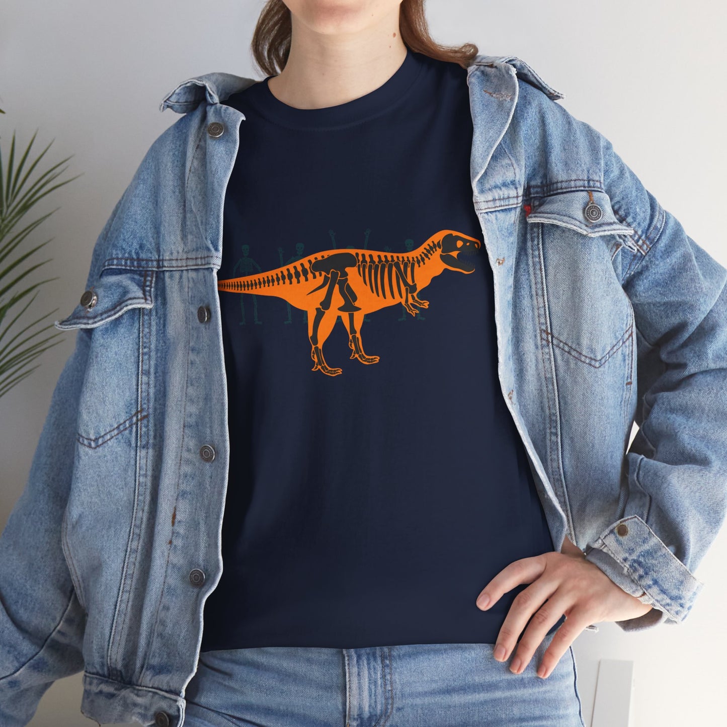 Dinosaur Graphic Tee — Retro Neon T-Rex & Skeleton Shirt