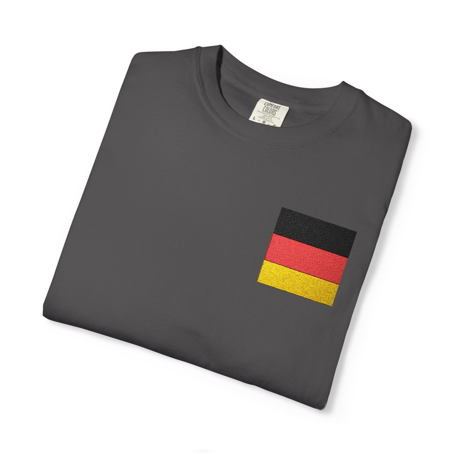 Germany Flag Pocket T-Shirt — German Pride Tee with Sleeve Flags