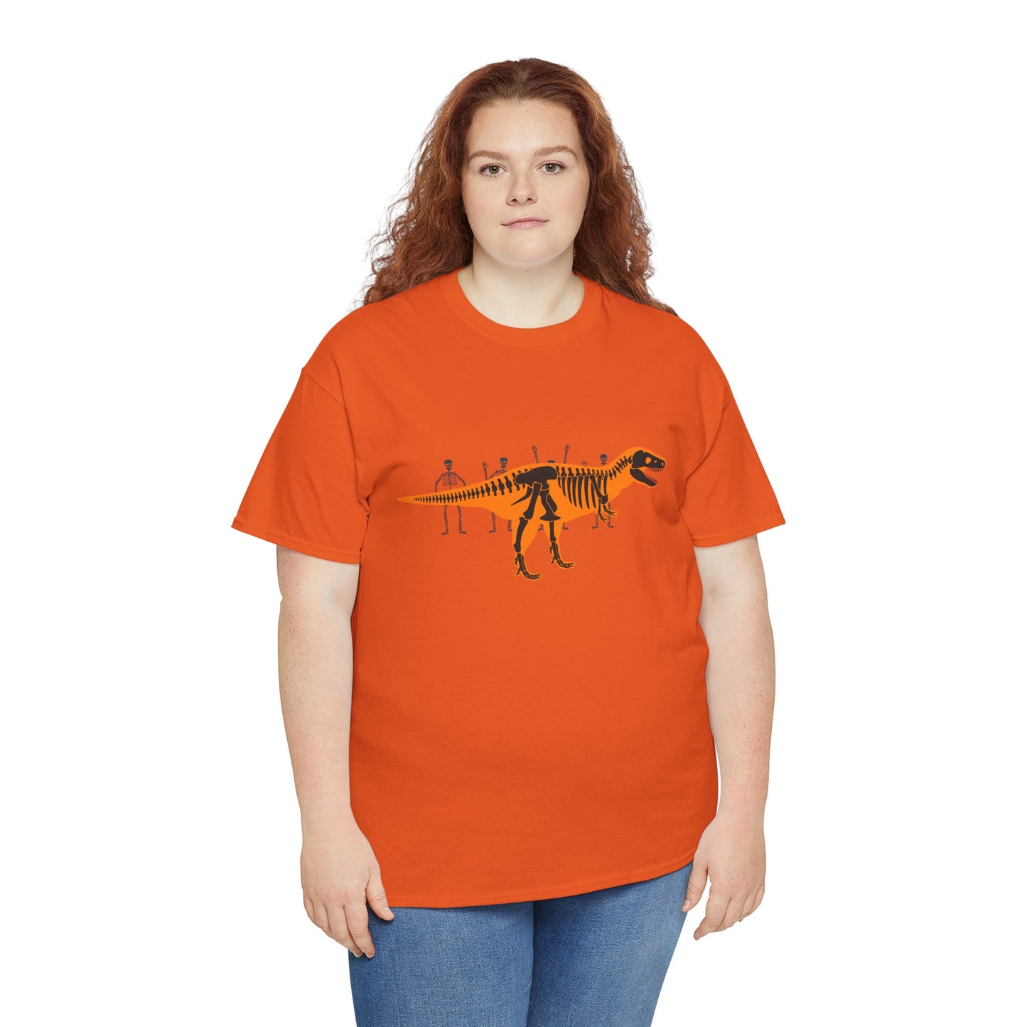 Dinosaur Graphic Tee — Retro Neon T-Rex & Skeleton Shirt