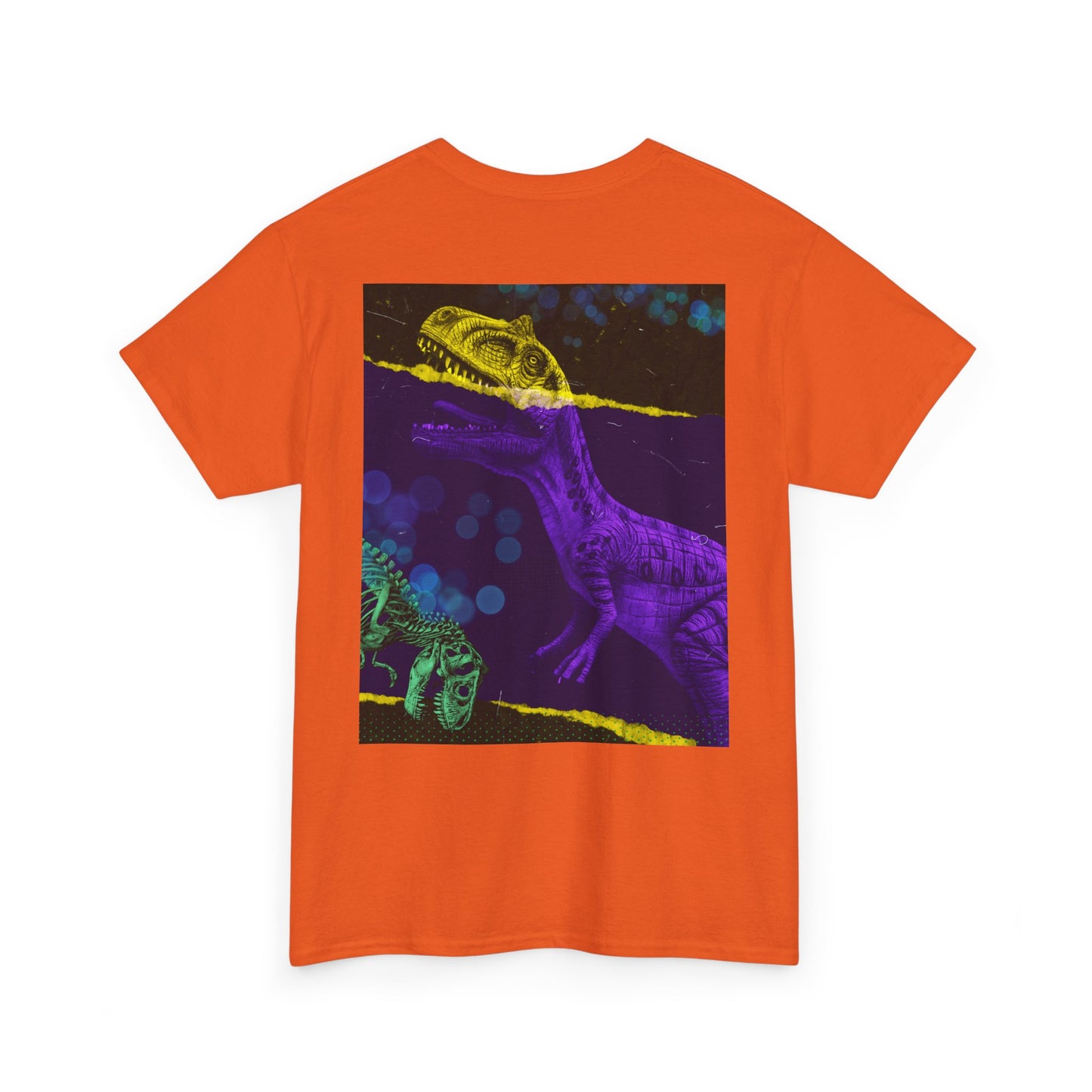 Dinosaur Graphic Tee — Retro Neon T-Rex & Skeleton Shirt