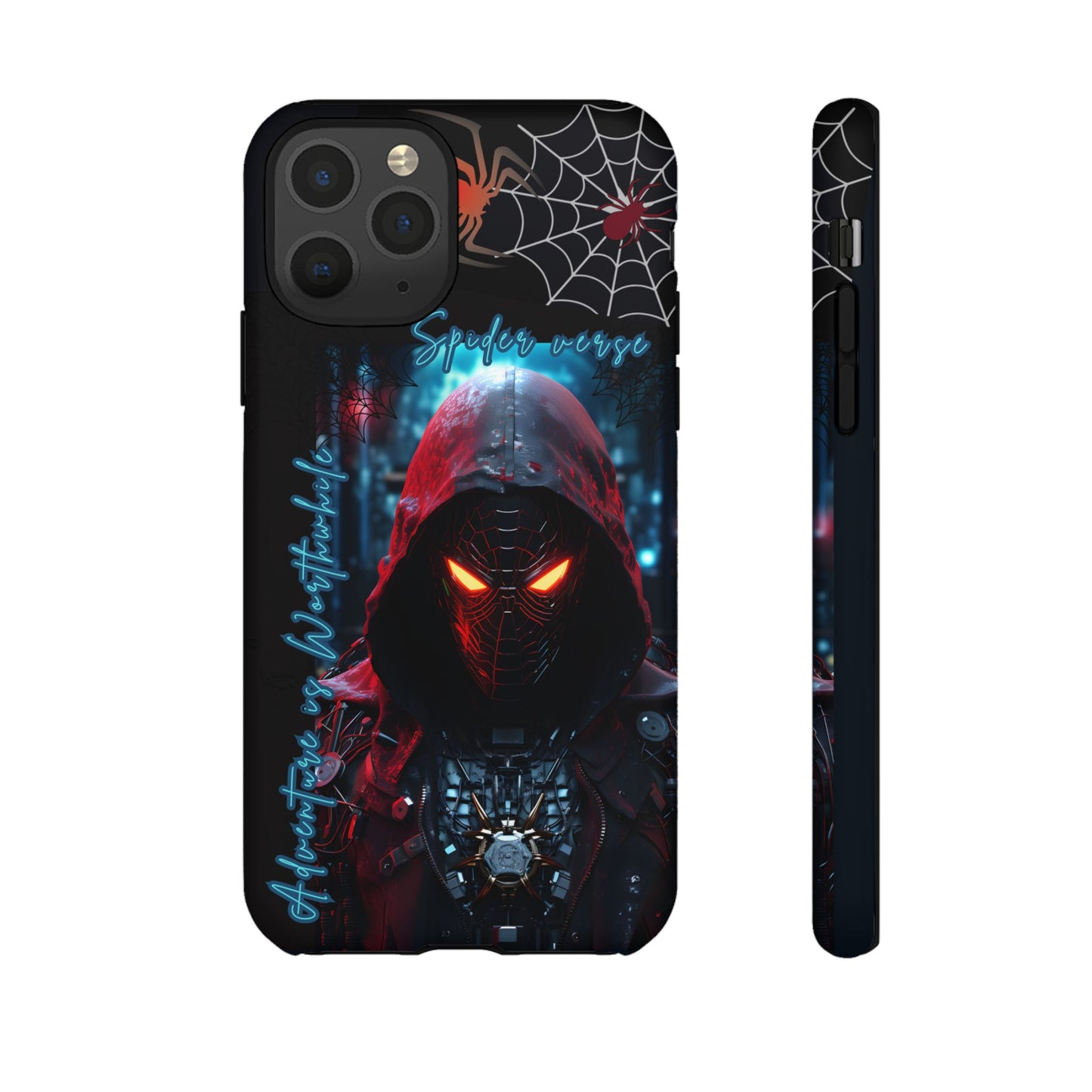 Spiderman Phone Case — Neon Hooded Skull Design "Spider verse"