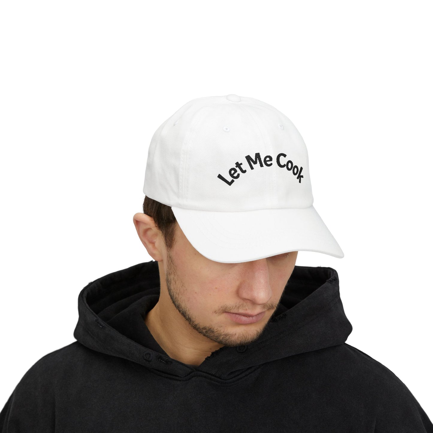 Let Me Cook Dad Cap — Embroidered White Baseball Hat for Cooks & Grillers