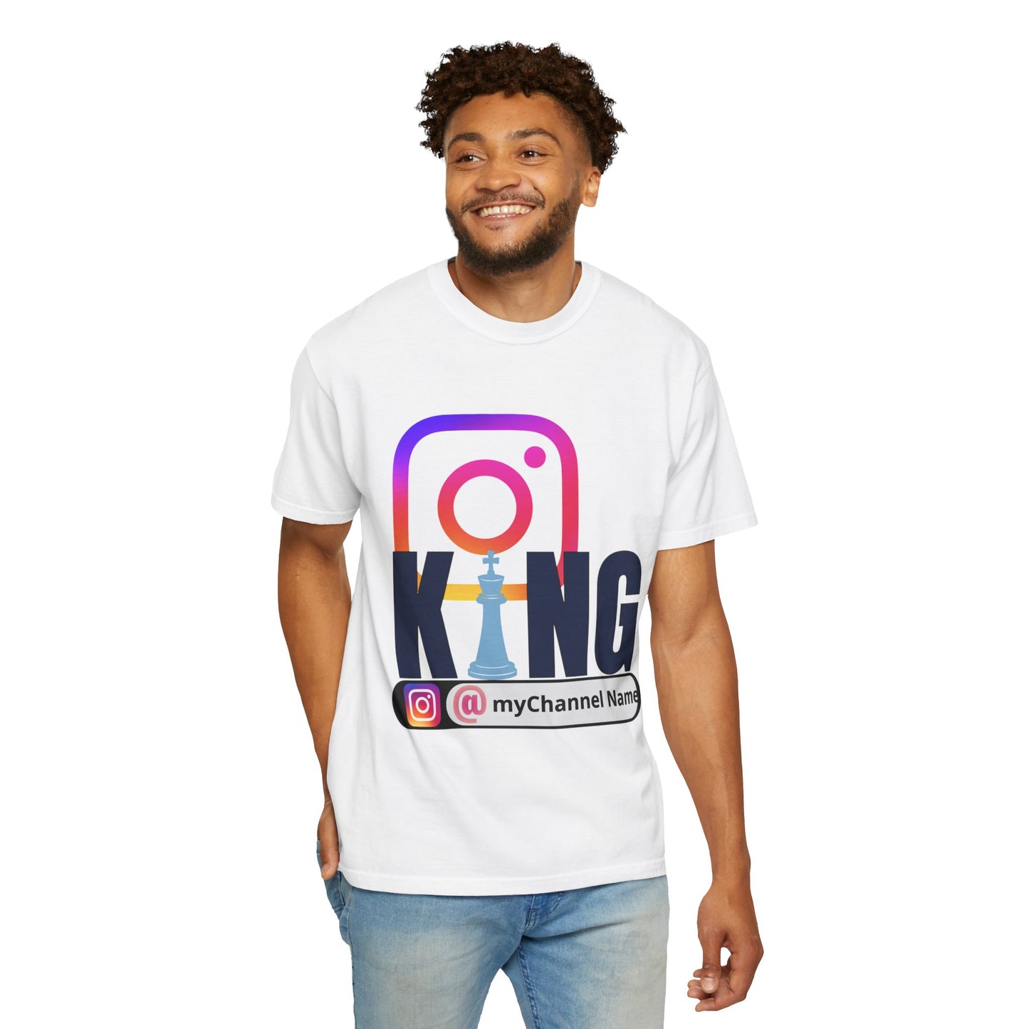 Instagram King T-Shirt — Custom @myChannel Name Social Media Tee