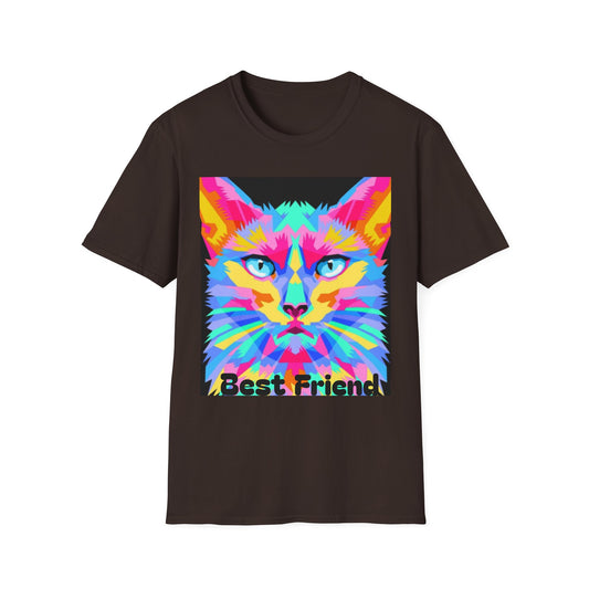 Colorful Pop Art Cat T-Shirt — "Best Friend" Graphic Tee