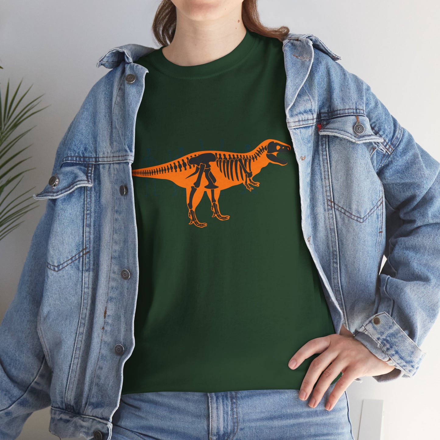 Dinosaur Graphic Tee — Retro Neon T-Rex & Skeleton Shirt