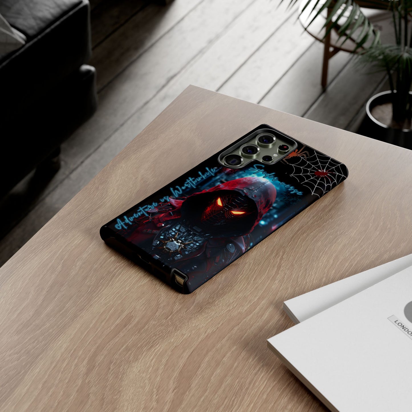 Spiderman Phone Case — Neon Hooded Skull Design "Spider verse"
