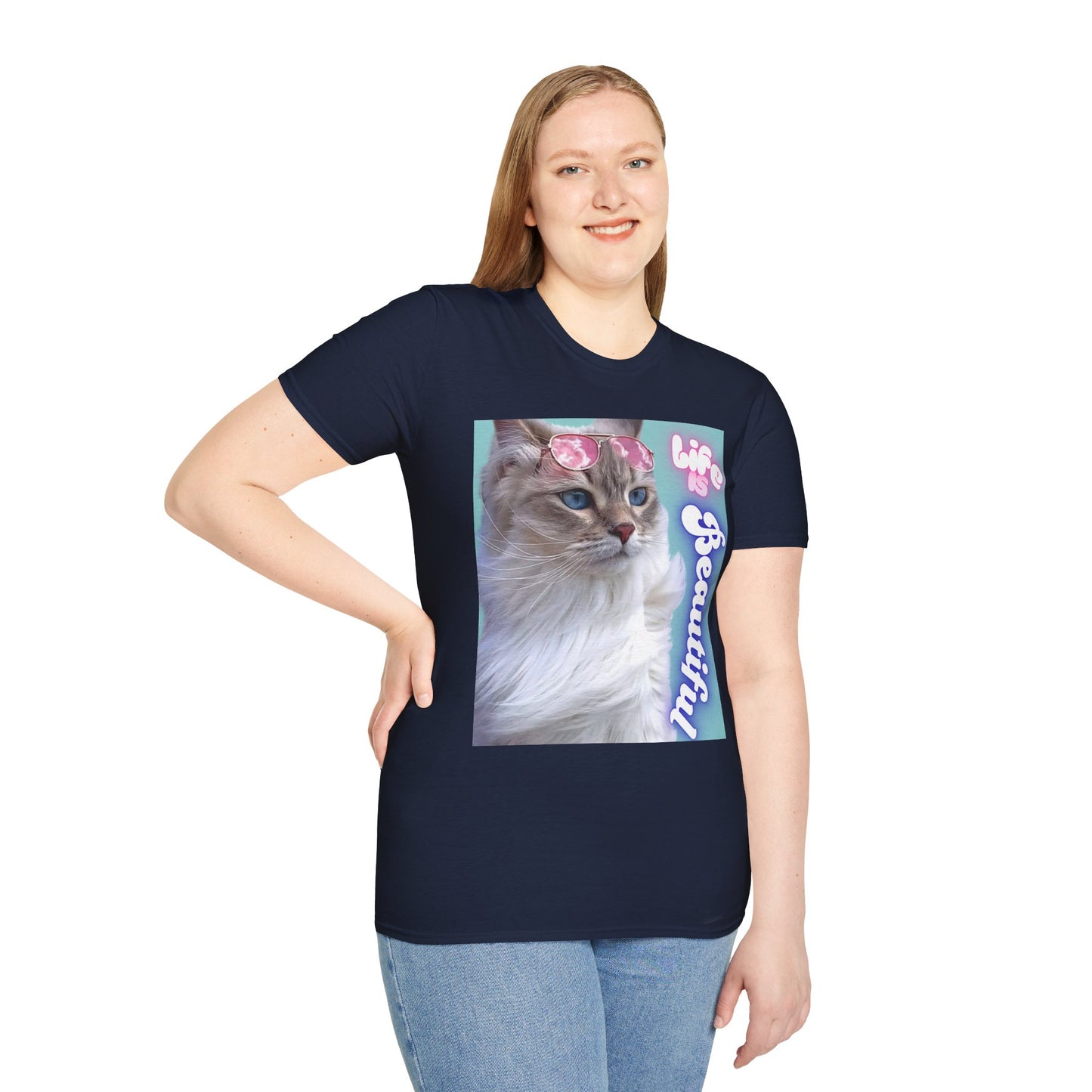 Life Is Beautiful Cat T-Shirt — Inspirational Cat Graphic Tee