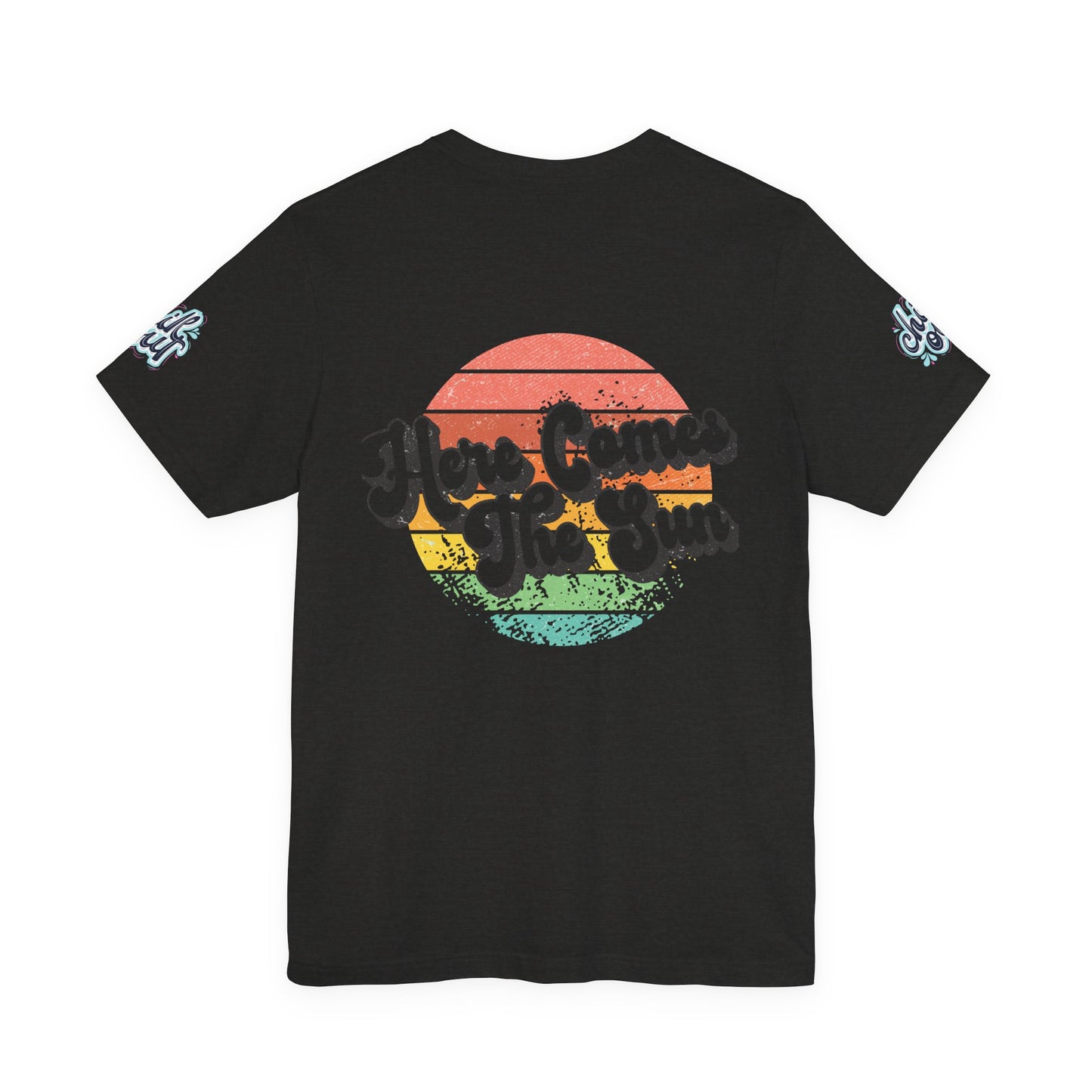 Summer Surf Tee – “Here Comes The Sun” Vintage Surfboard & Palm Graphic T-Shirt