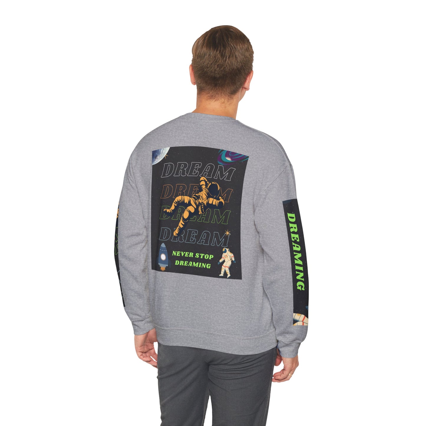 Space Crewneck Sweatshirt — “Seeking a New Planet for Life” Astronaut Graphic